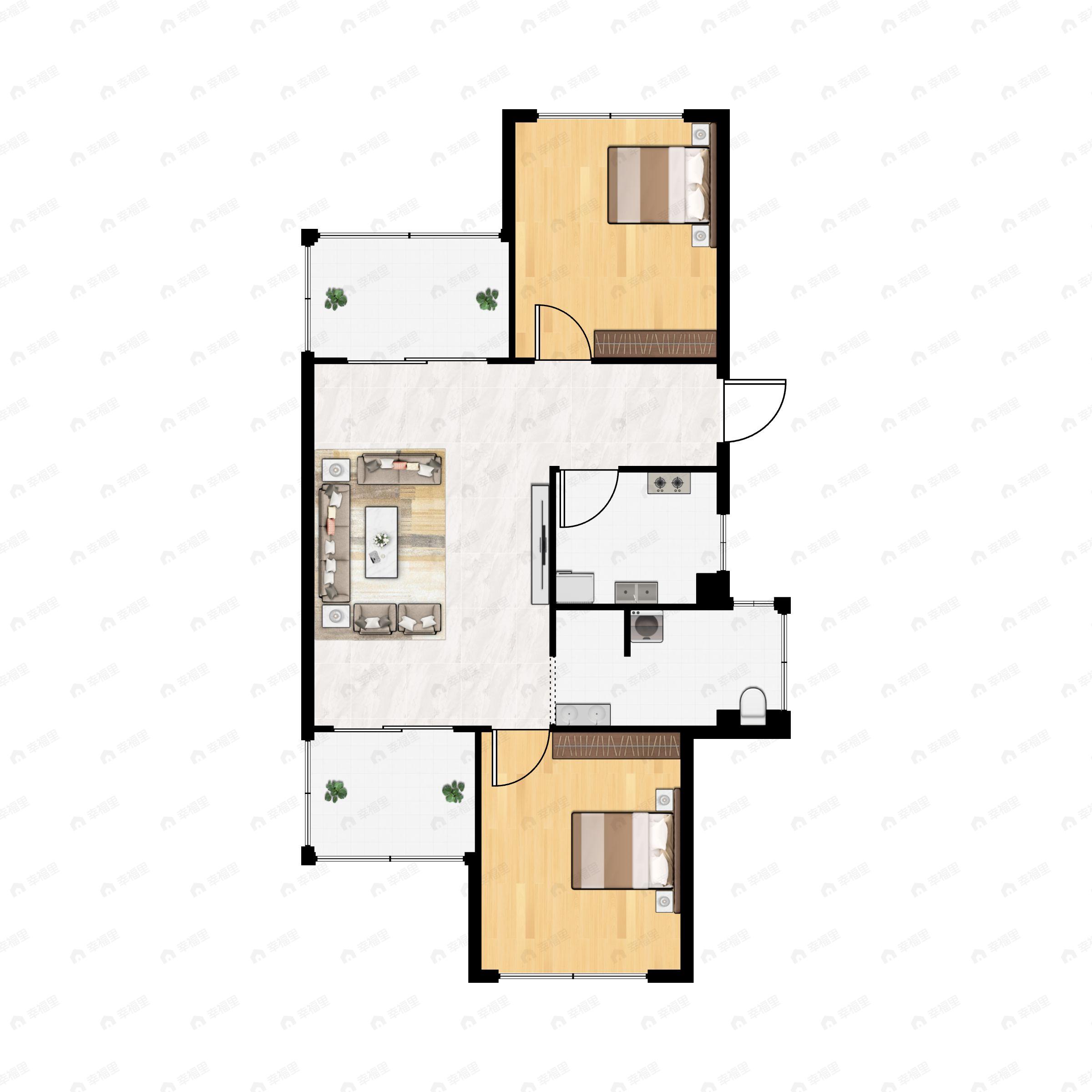 绿城云溪桃源2室2厅1卫户型图