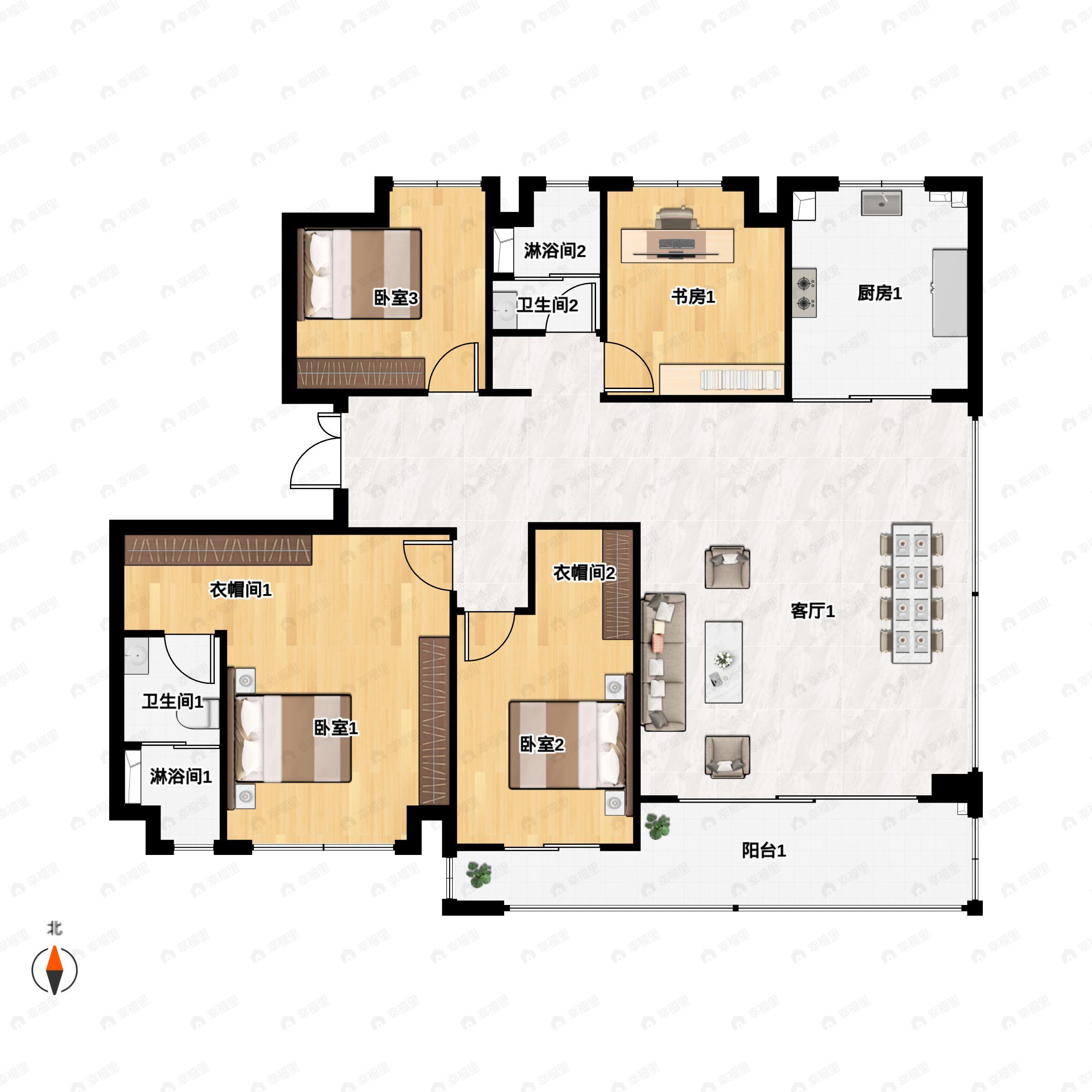 4室2厅2卫建面161平undefined户型图