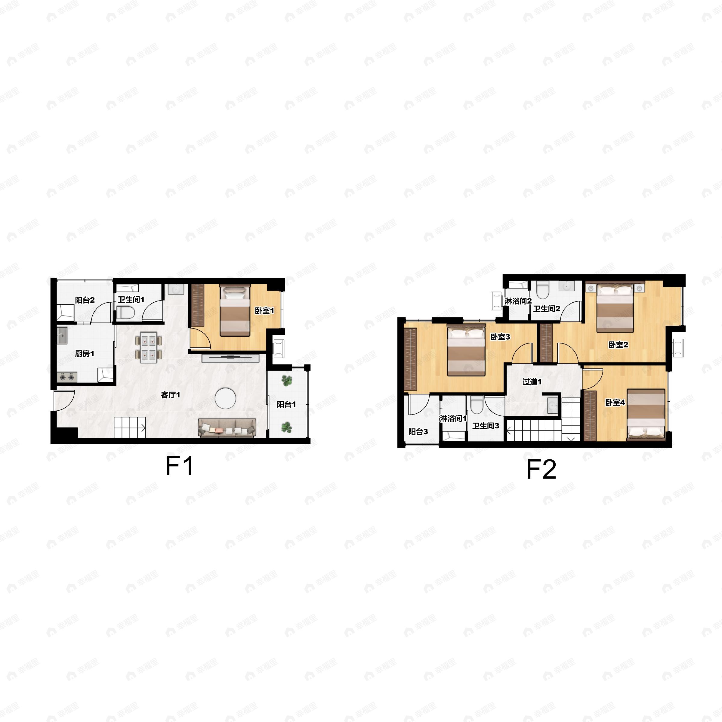 4室2厅3卫建面121平户型图