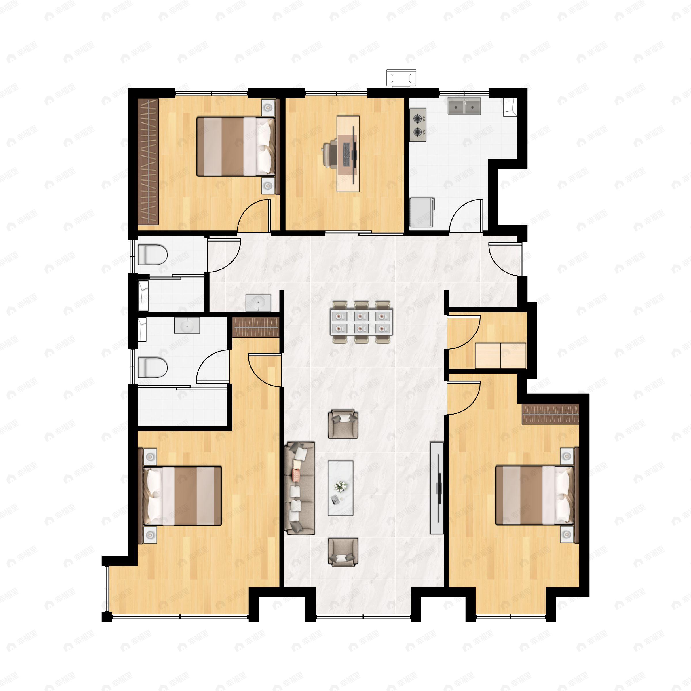 北京万科品牌馆4室2厅2卫户型图