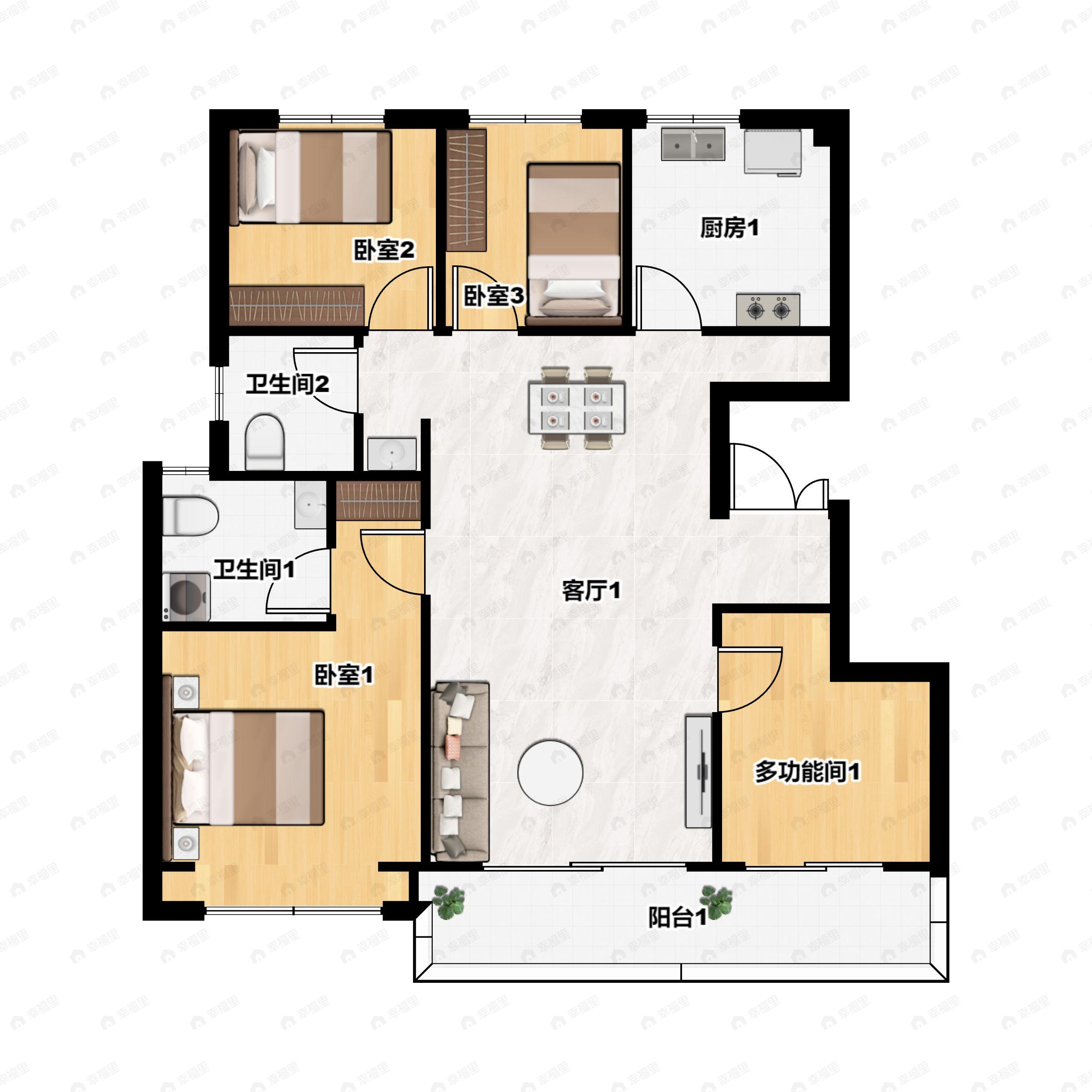 银丰玖玺城4室2厅2卫户型图