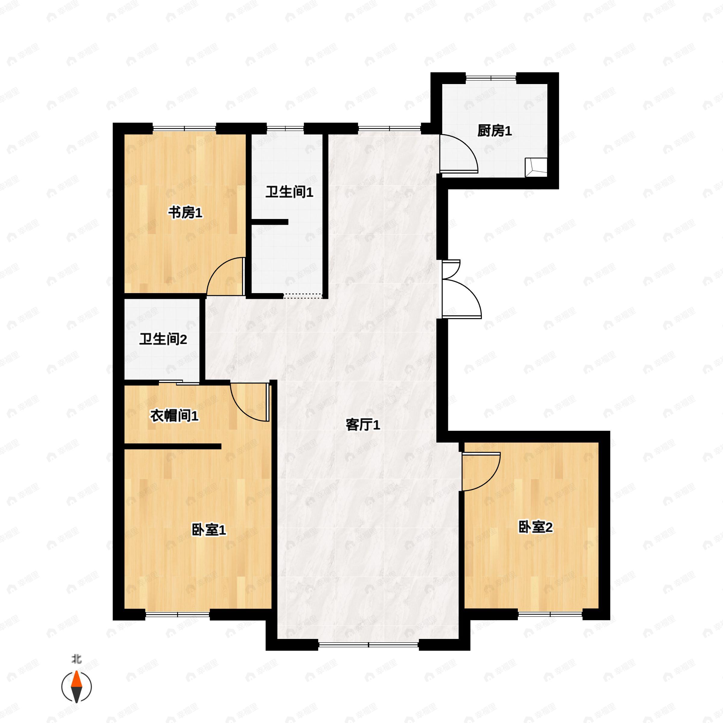 都市庭苑3室2厅2卫户型图