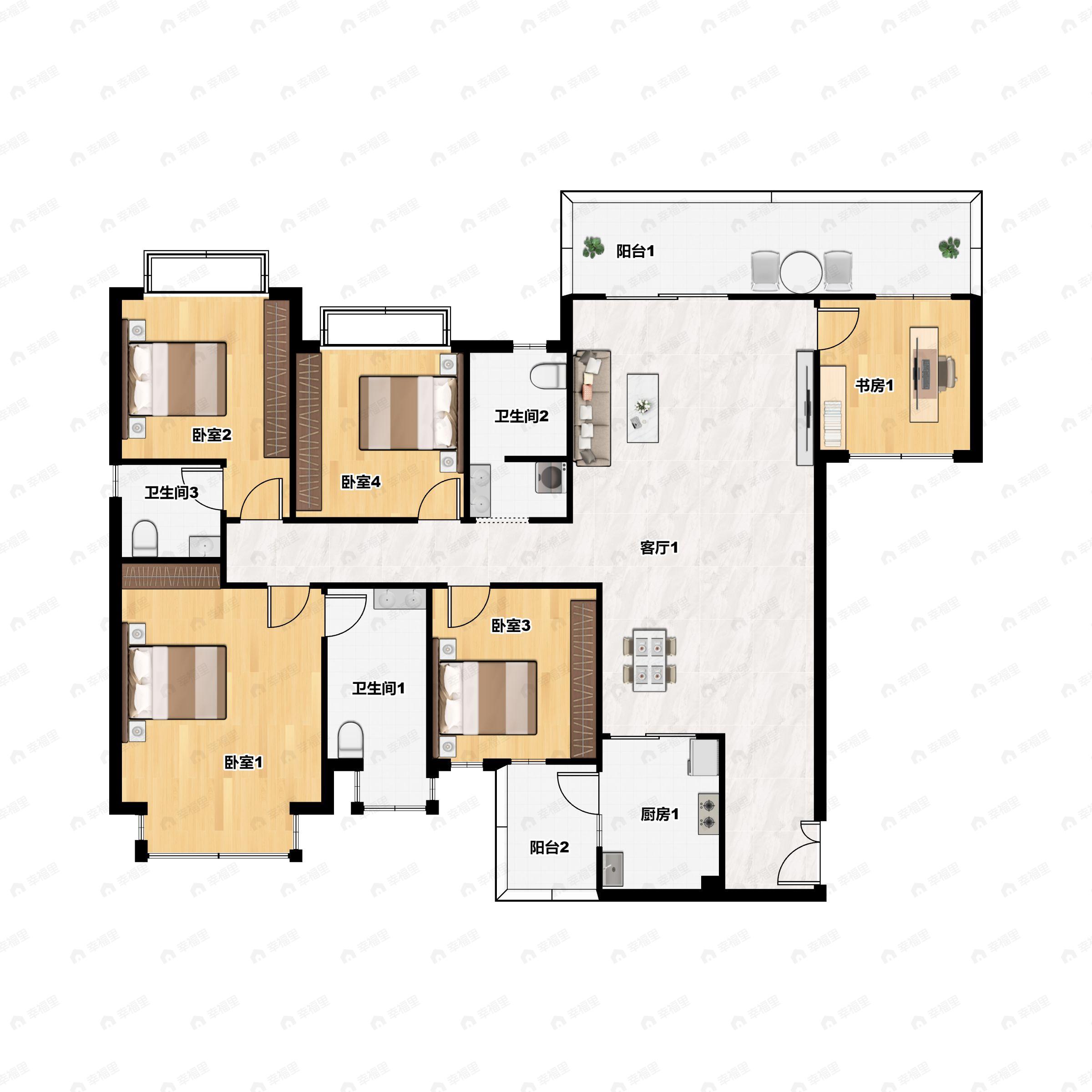 路桥融创茂5室2厅3卫户型图