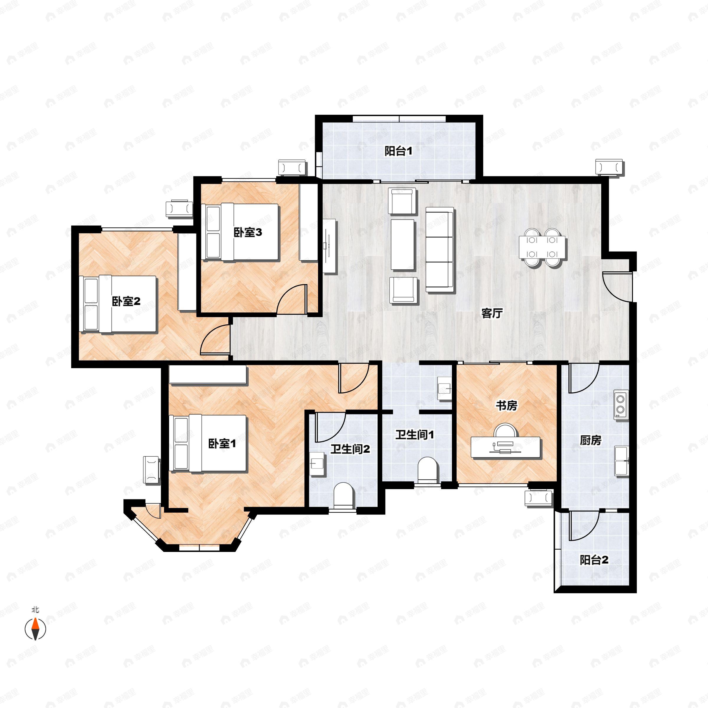 4室2厅2卫建面123平南户型图
