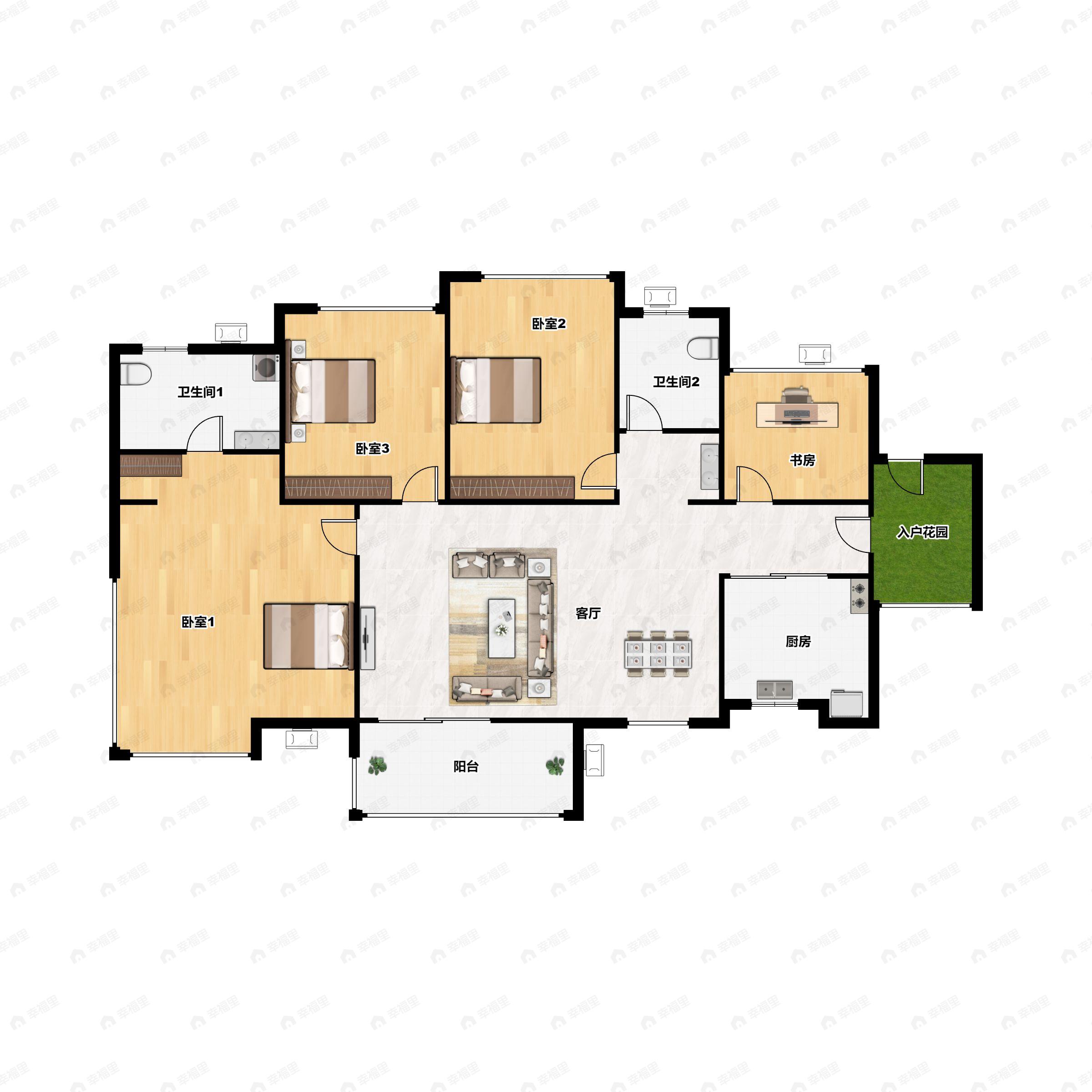 4室2厅2卫建面89平南户型图