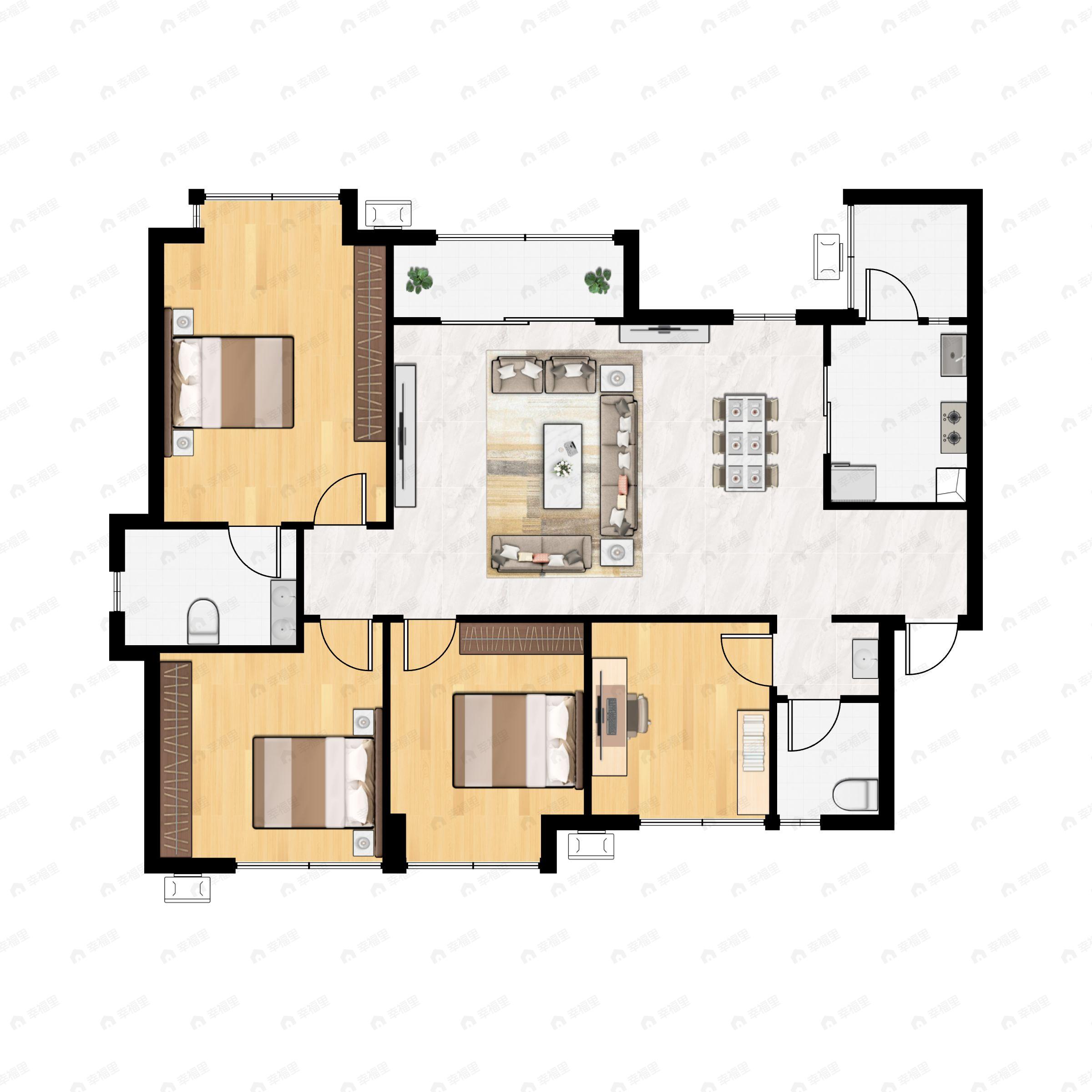 4室2厅2卫建面116平南户型图