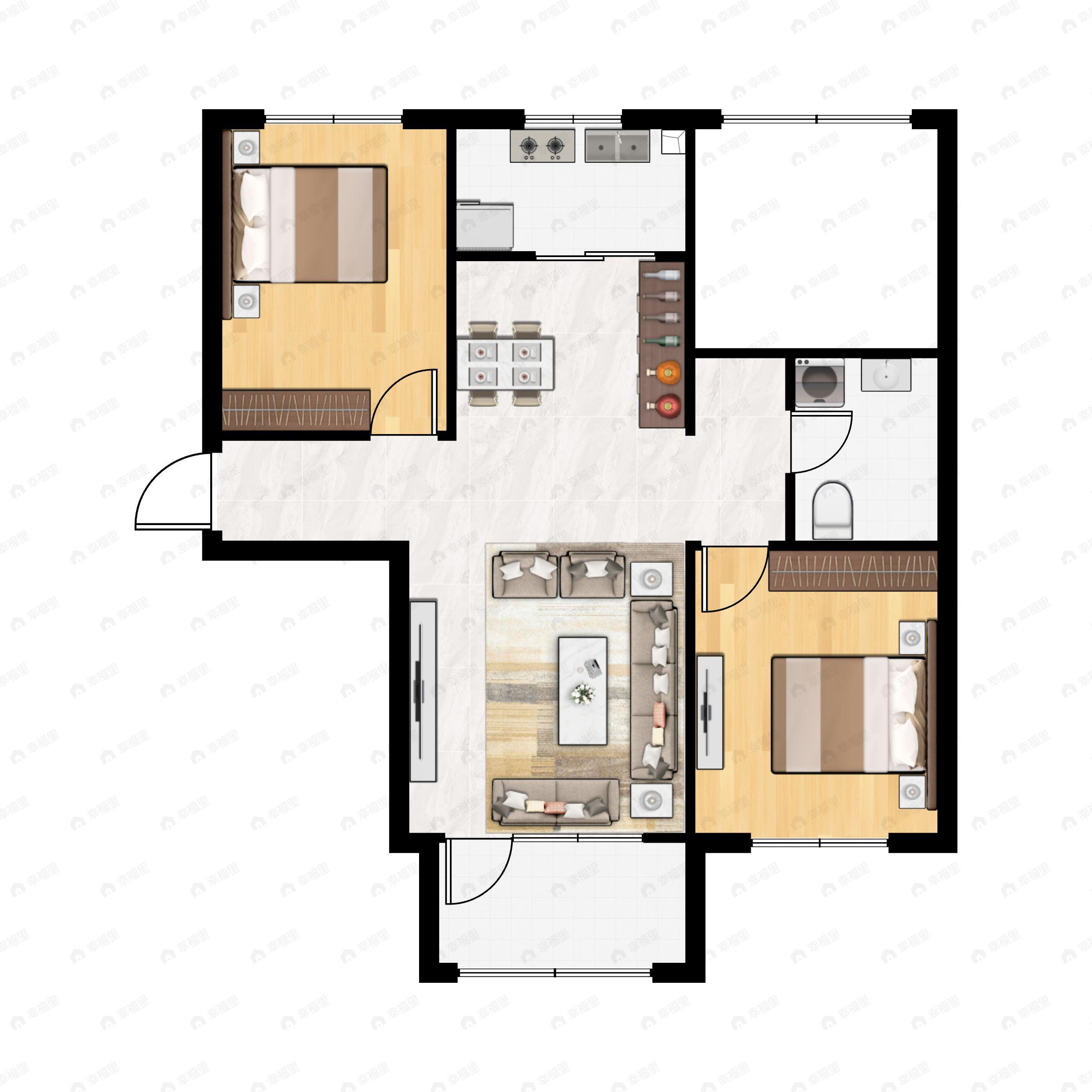 汇豪公园里2室2厅1卫户型图
