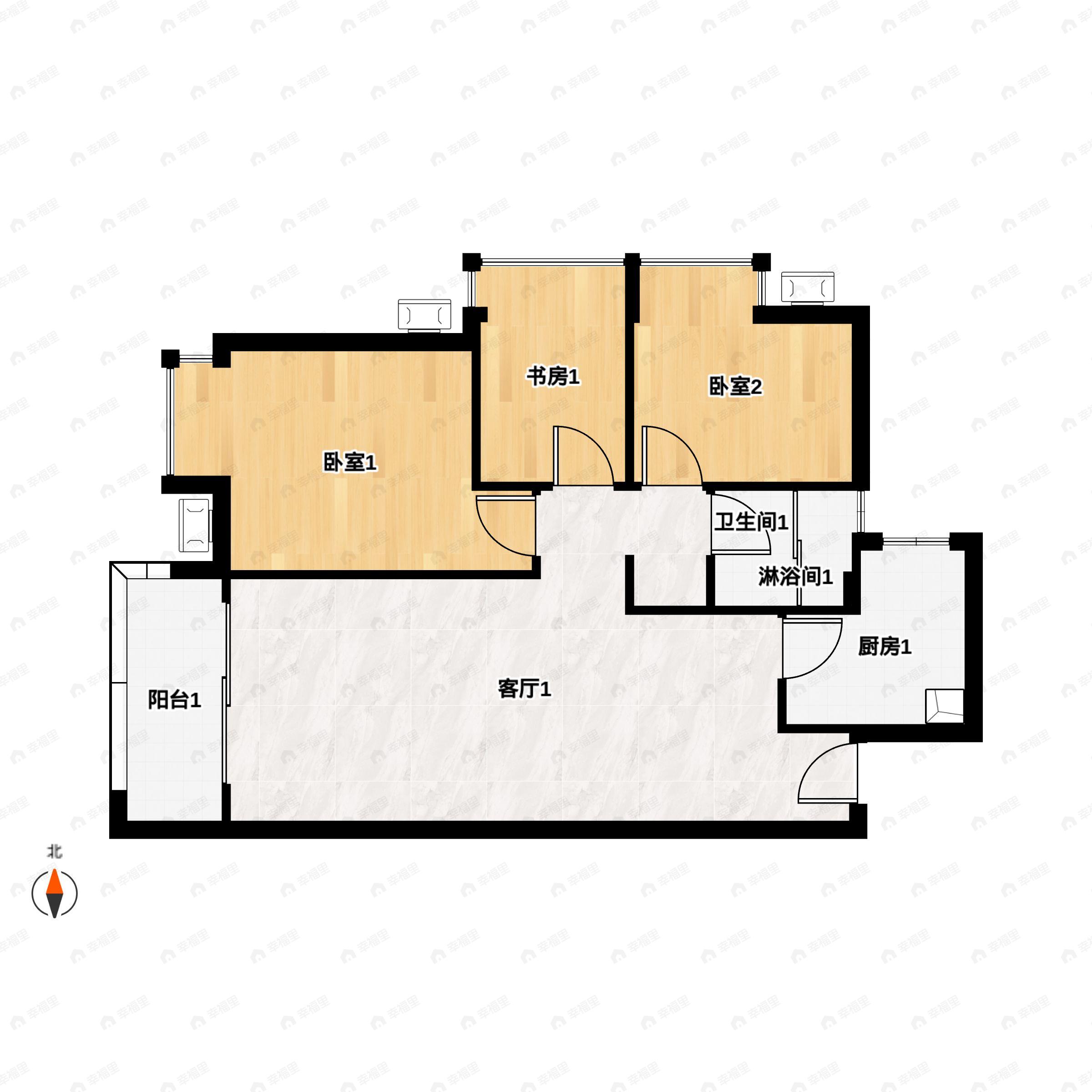 3室2厅1卫建面79平户型图