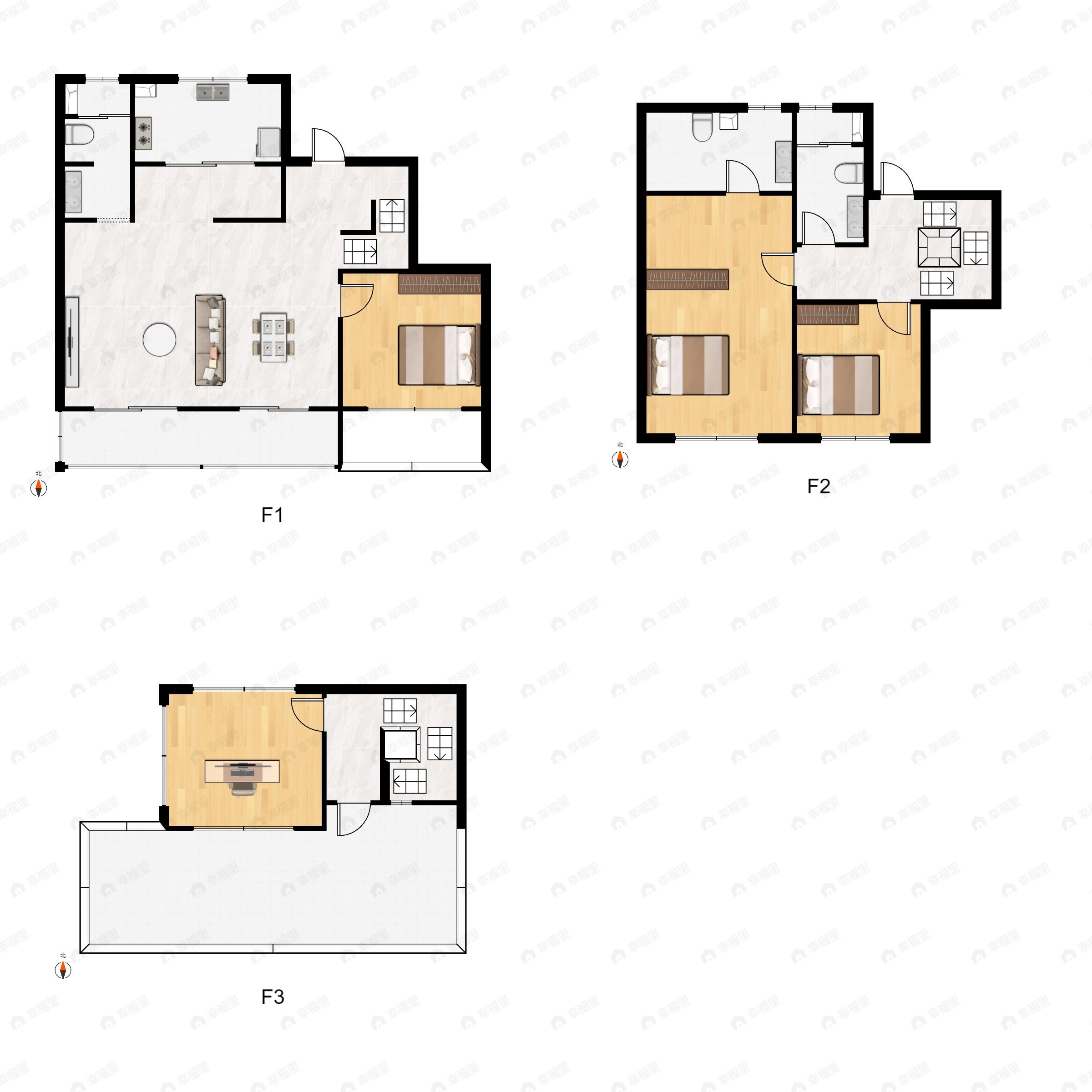 4室2厅3卫建面188平北|南户型图