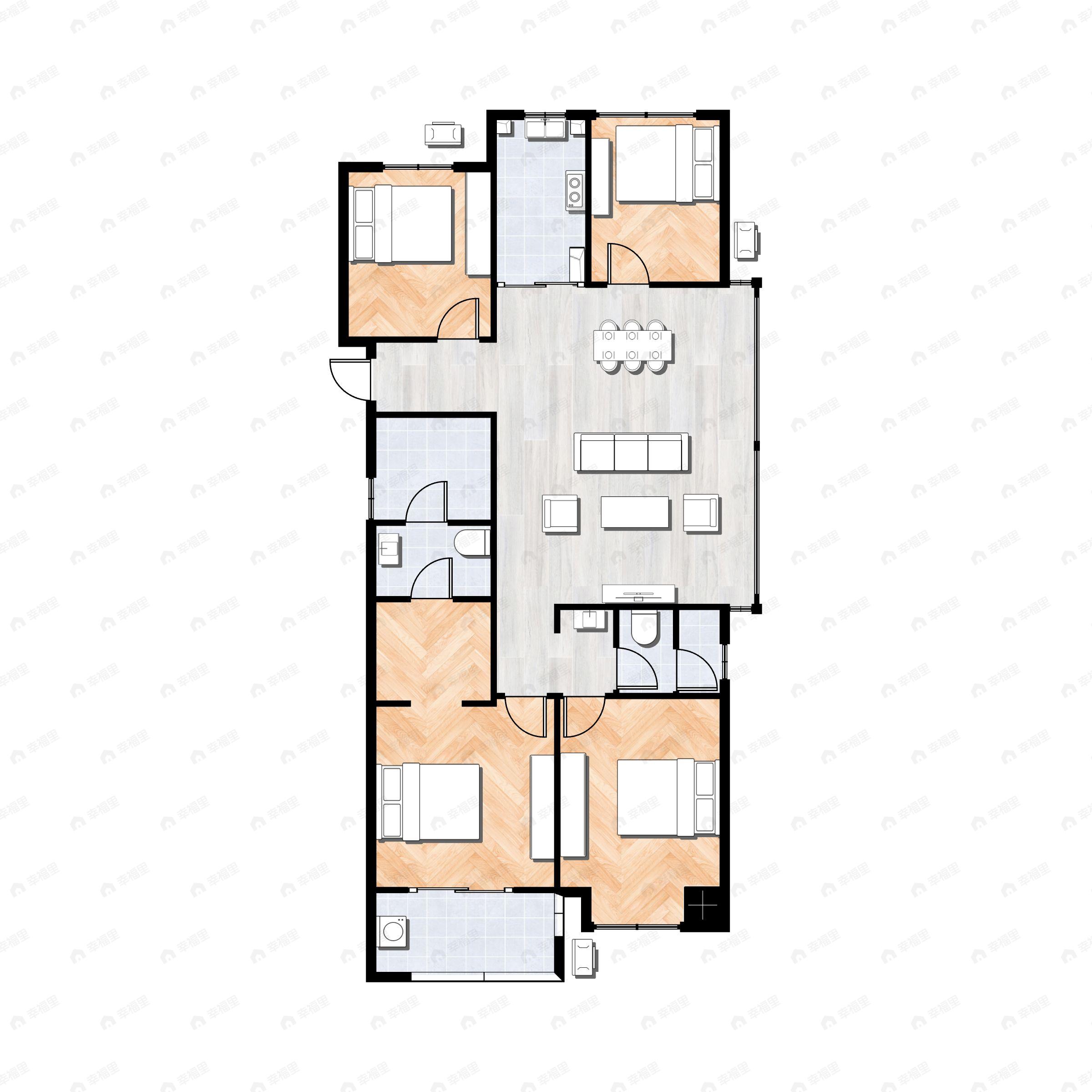 4室2厅2卫建面138平南户型图