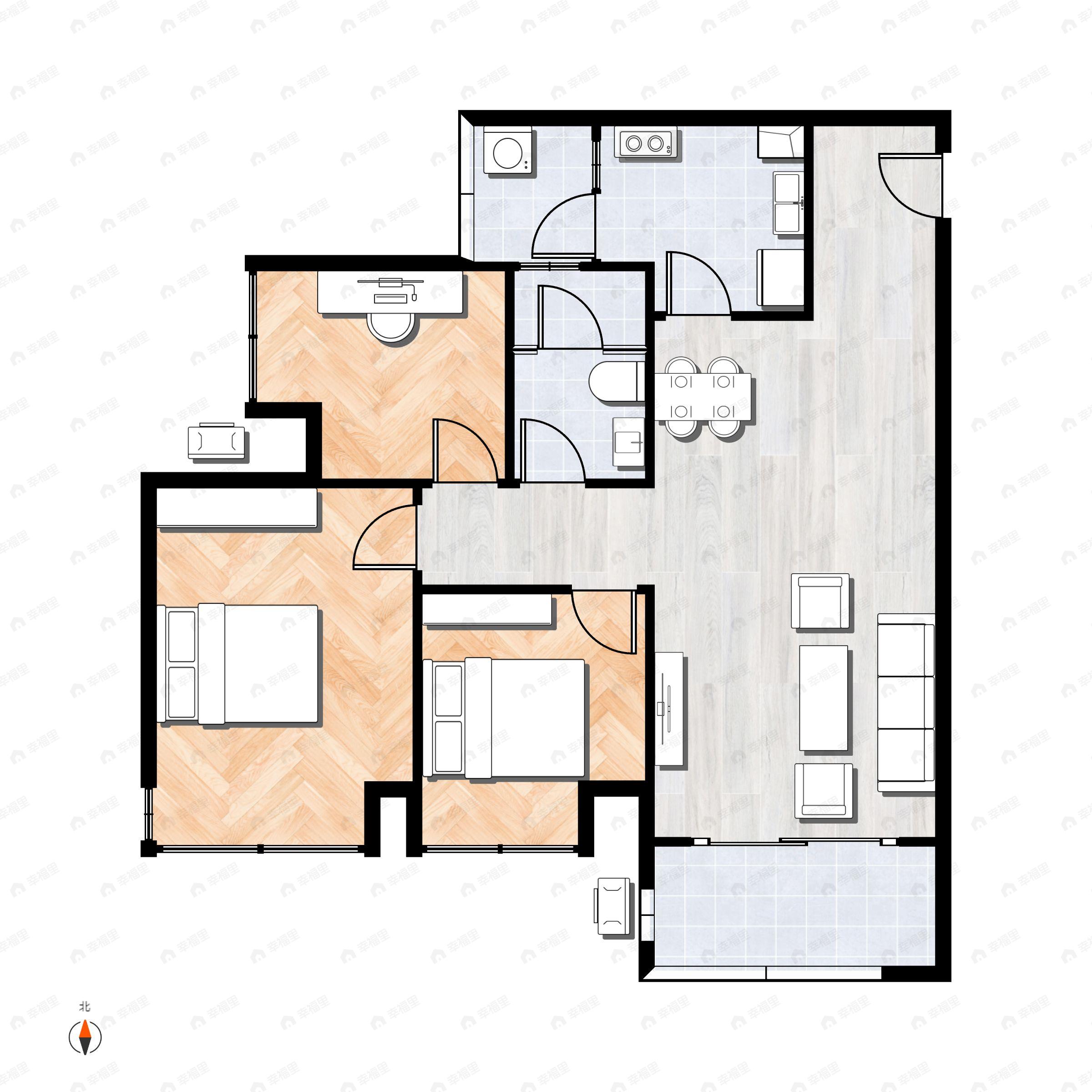 中建滨江星城3室2厅1卫户型图