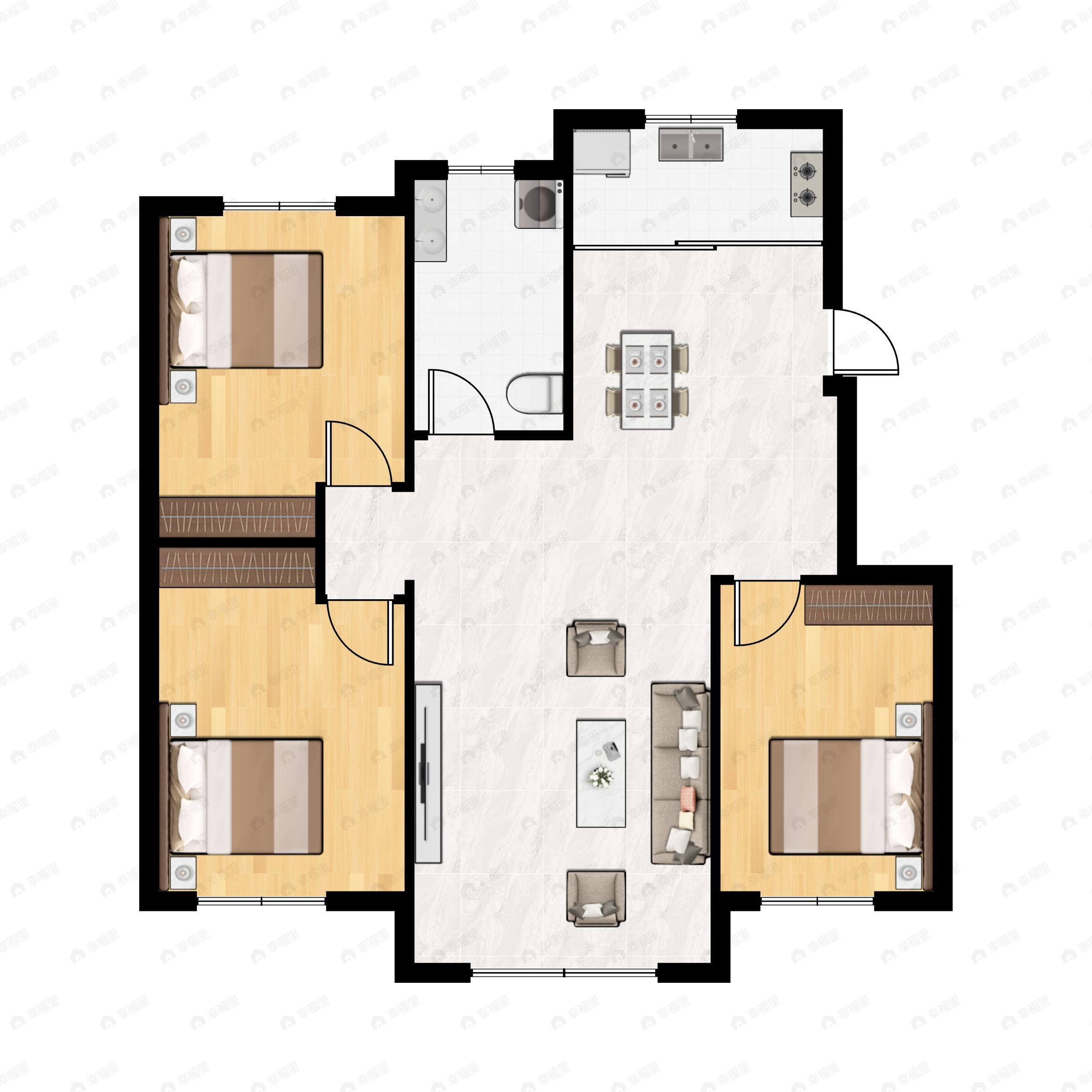 4室2厅3卫建面188平南户型图
