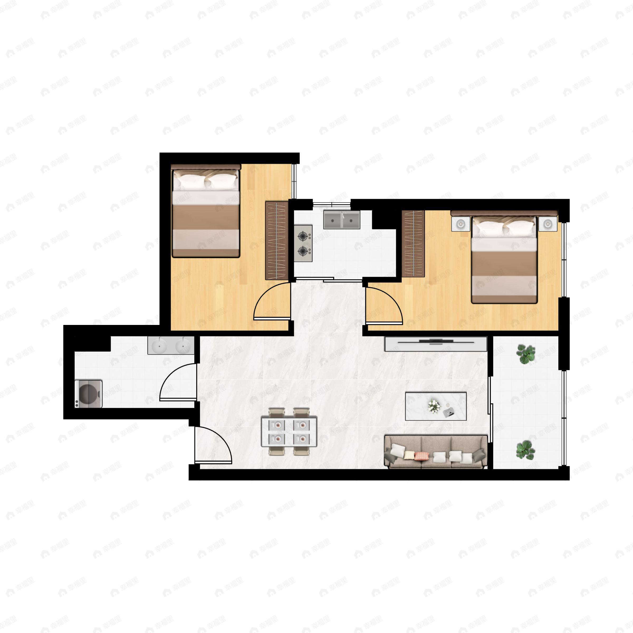 2室2厅1卫建面79平东户型图