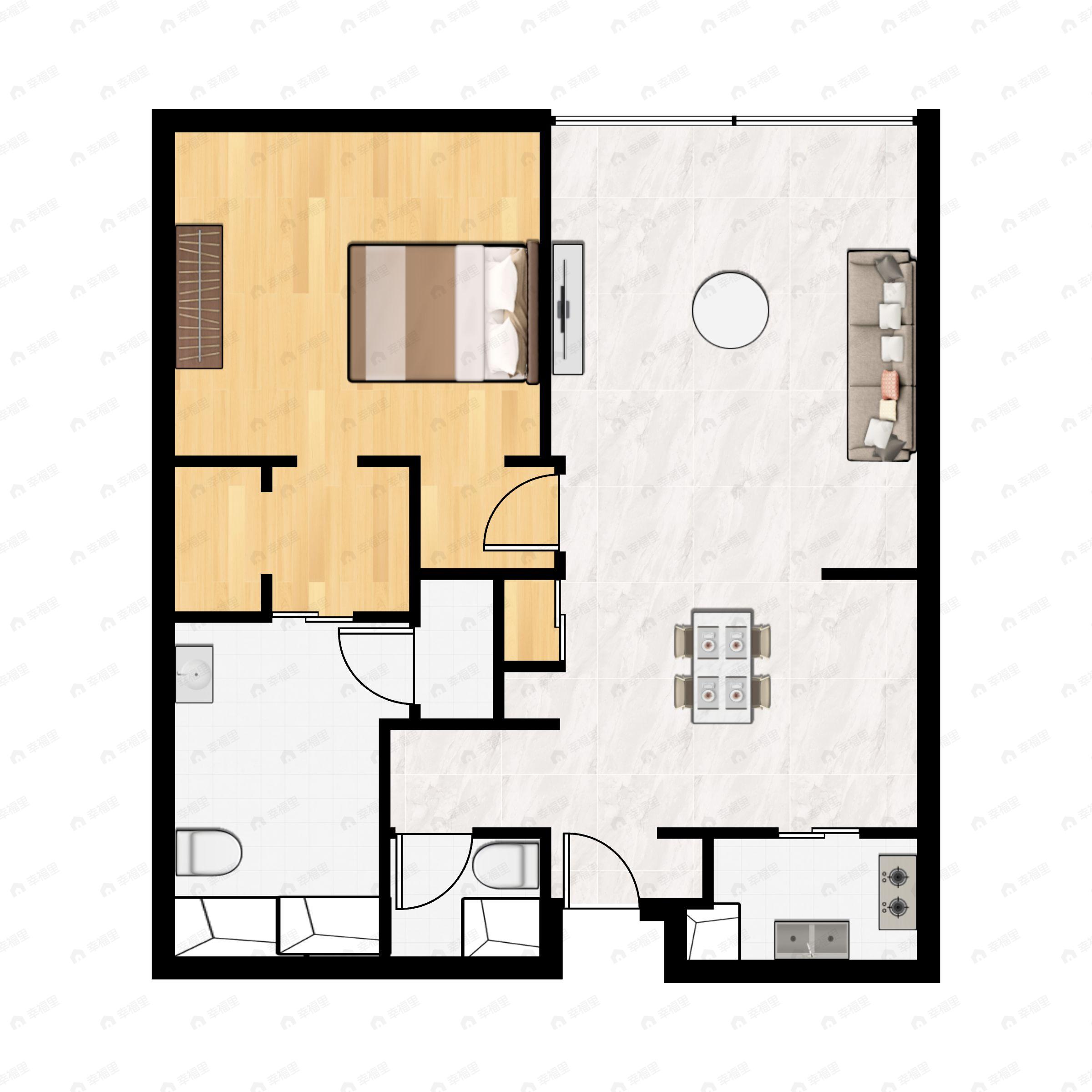 1室1厅1卫建面139m²北户型图
