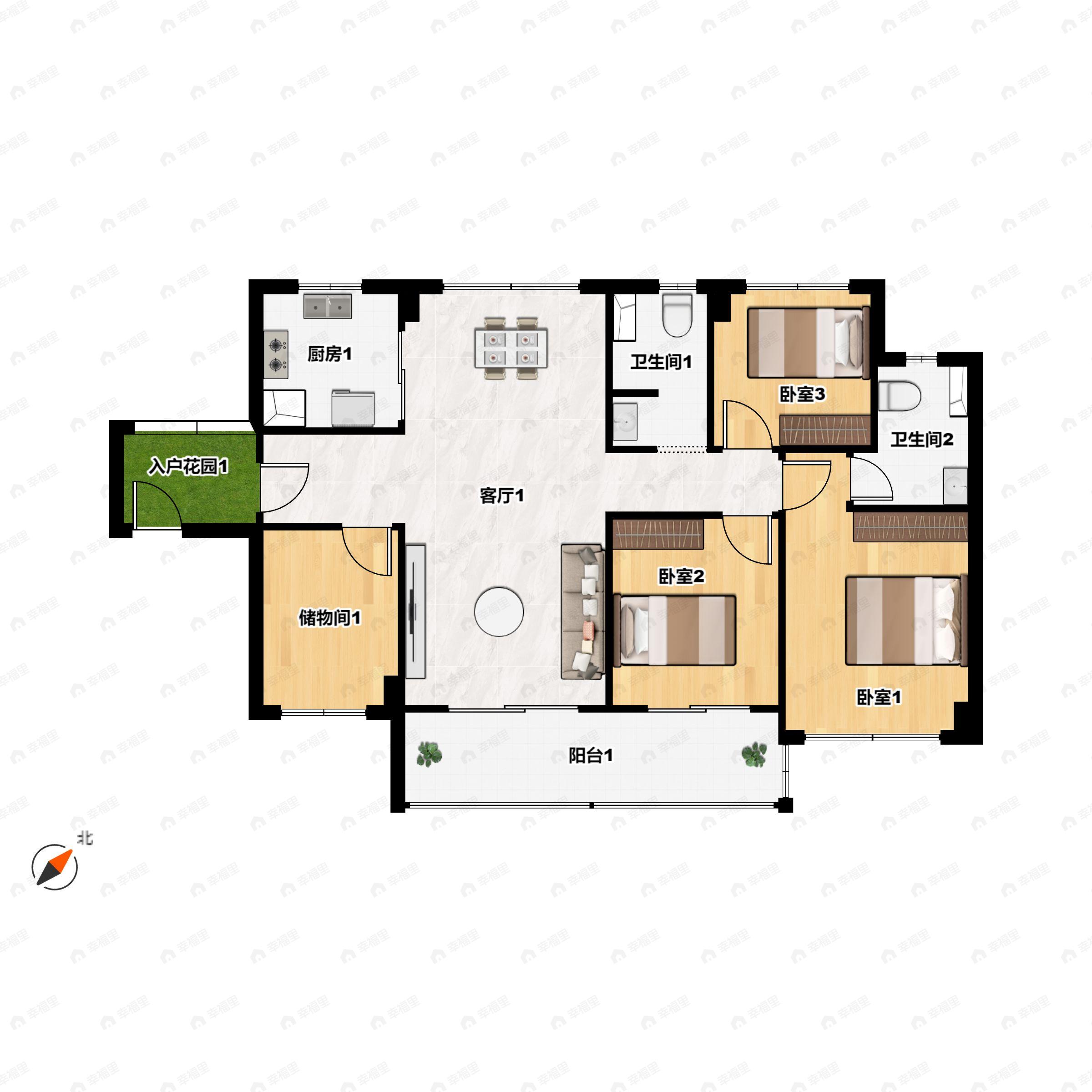 4室2厅2卫建面120平户型图