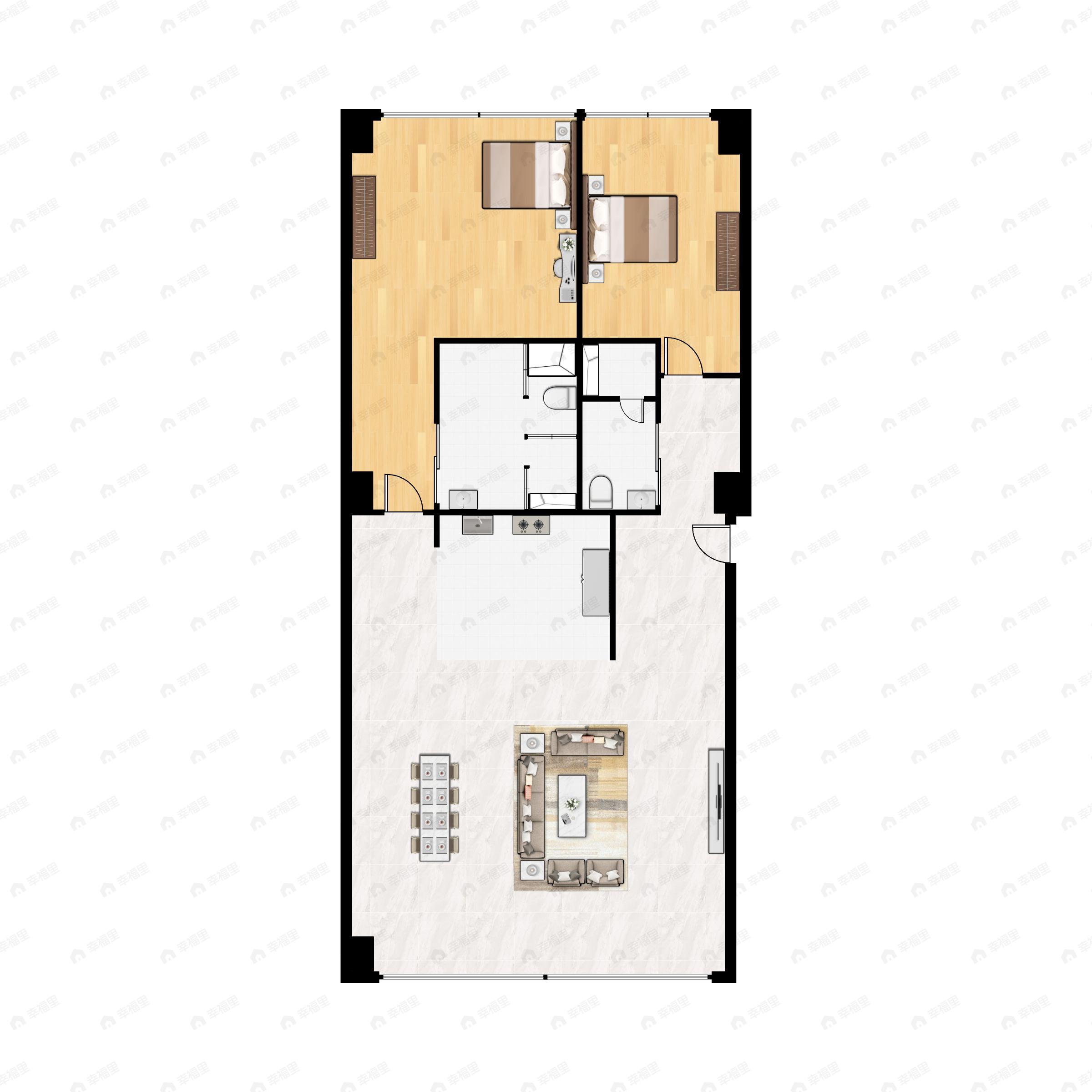 2室2厅2卫建面259平东北户型图