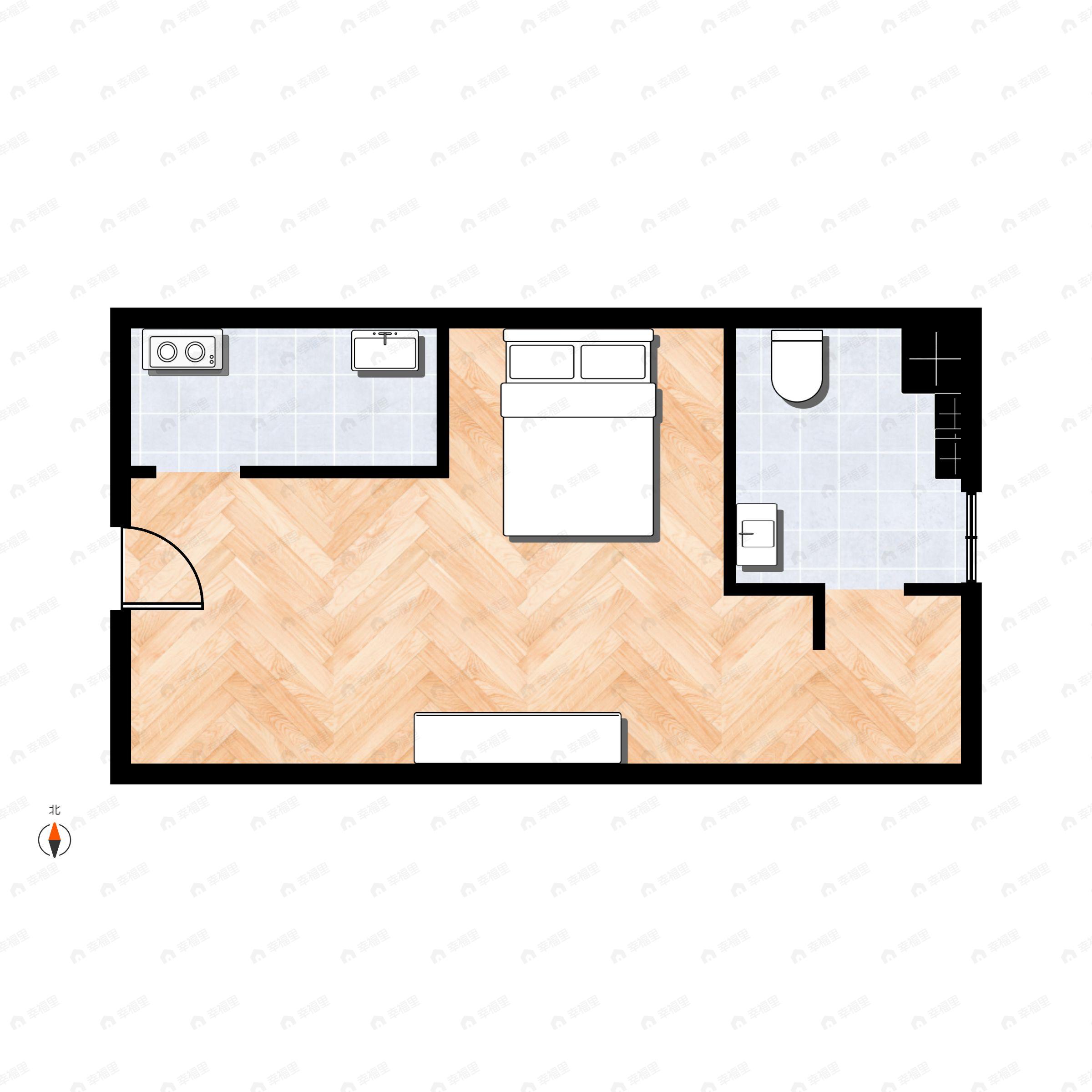 1室1厅1卫建面41m²南|北户型图