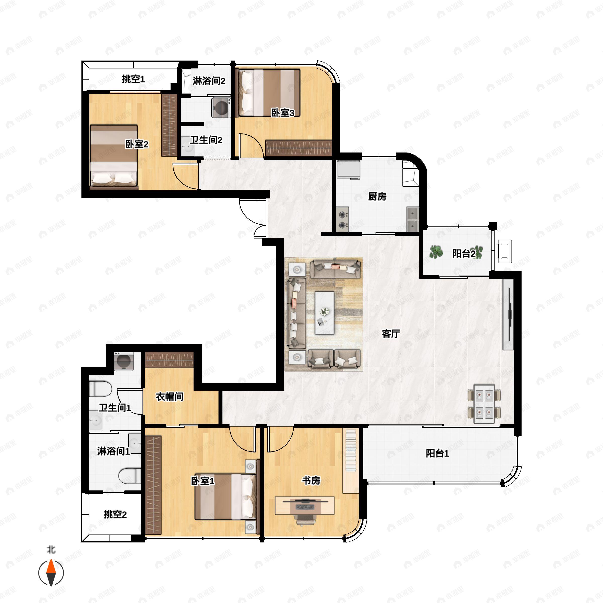 4室2厅2卫建面169平户型图