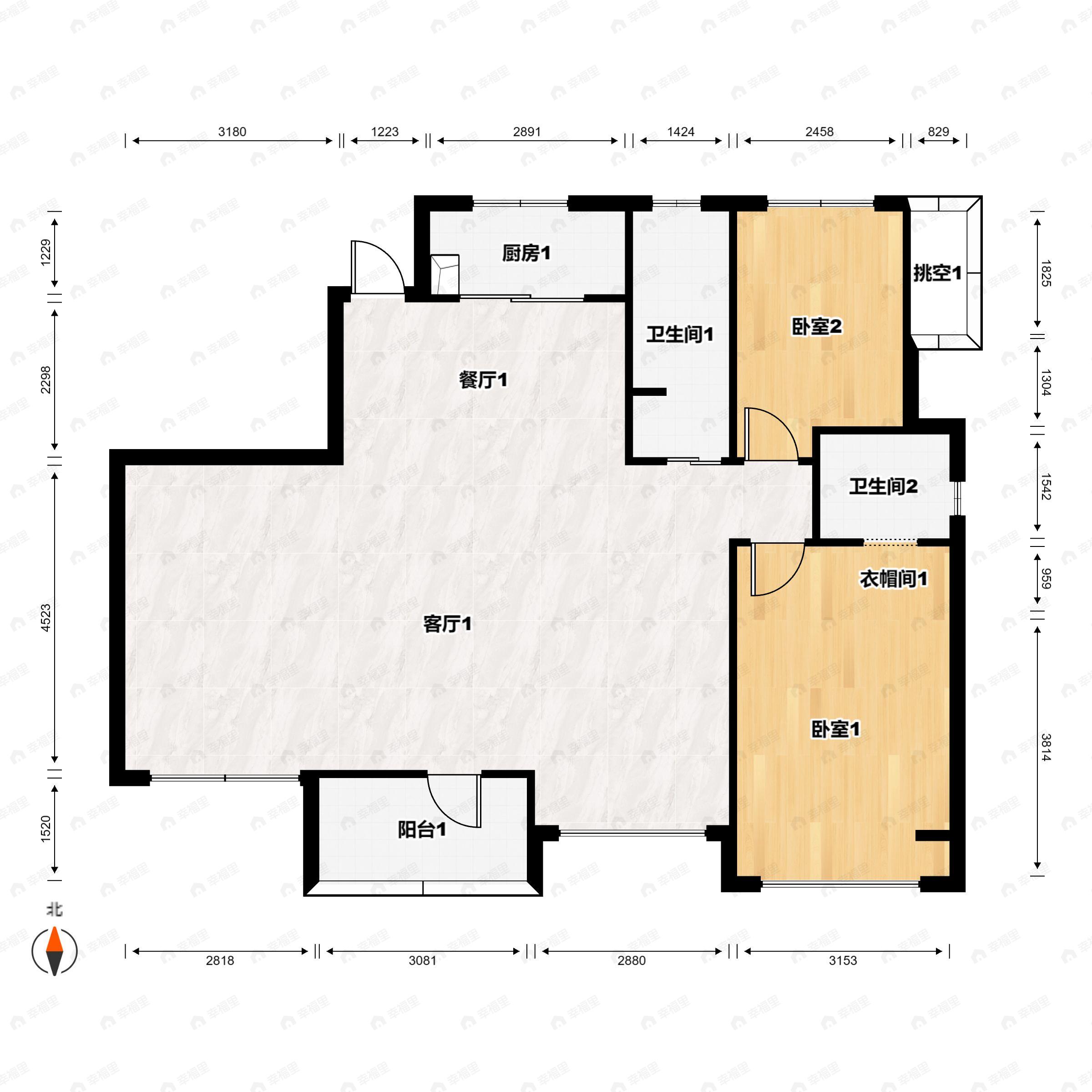商都河洛阜园4室2厅2卫户型图