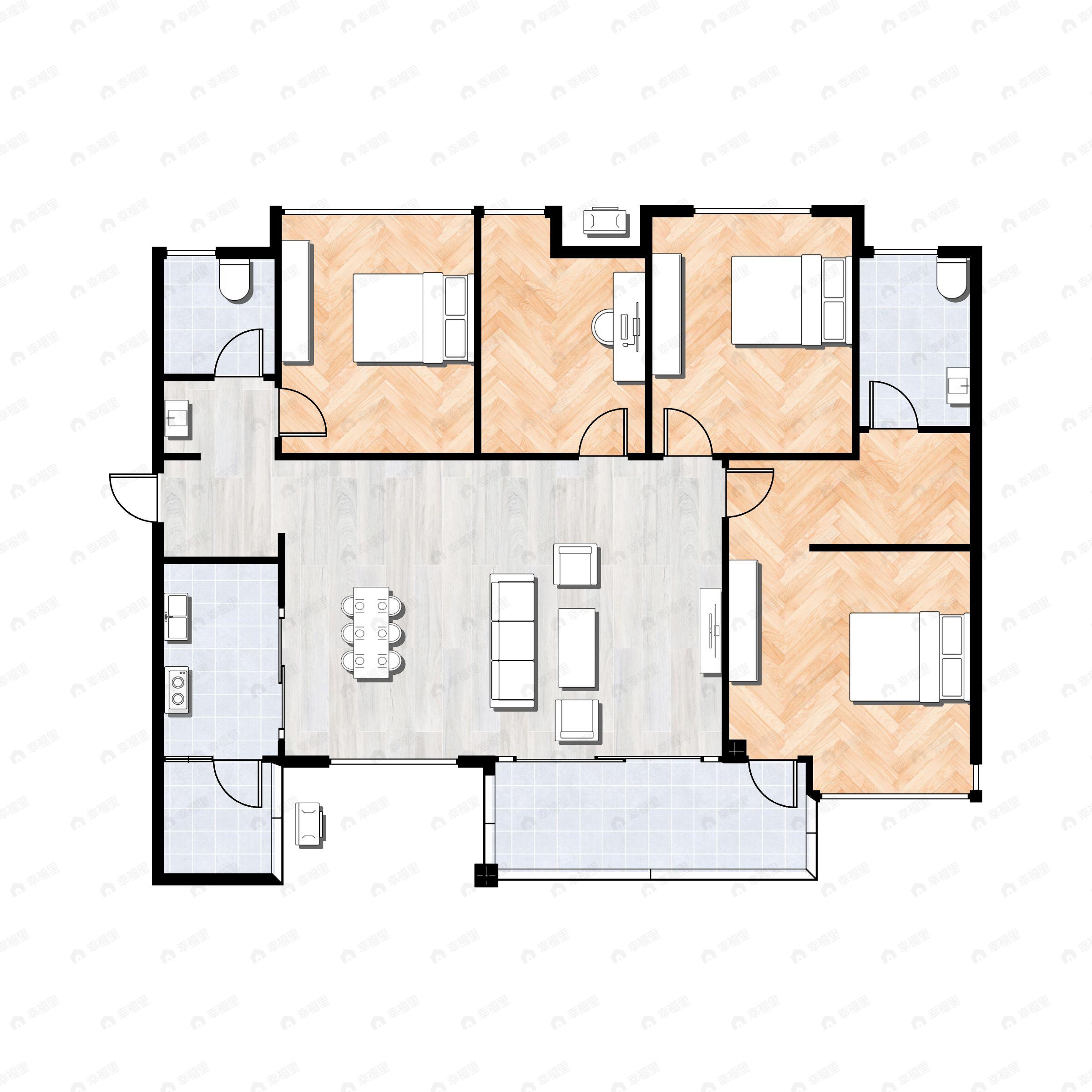 4室2厅2卫建面126平户型图