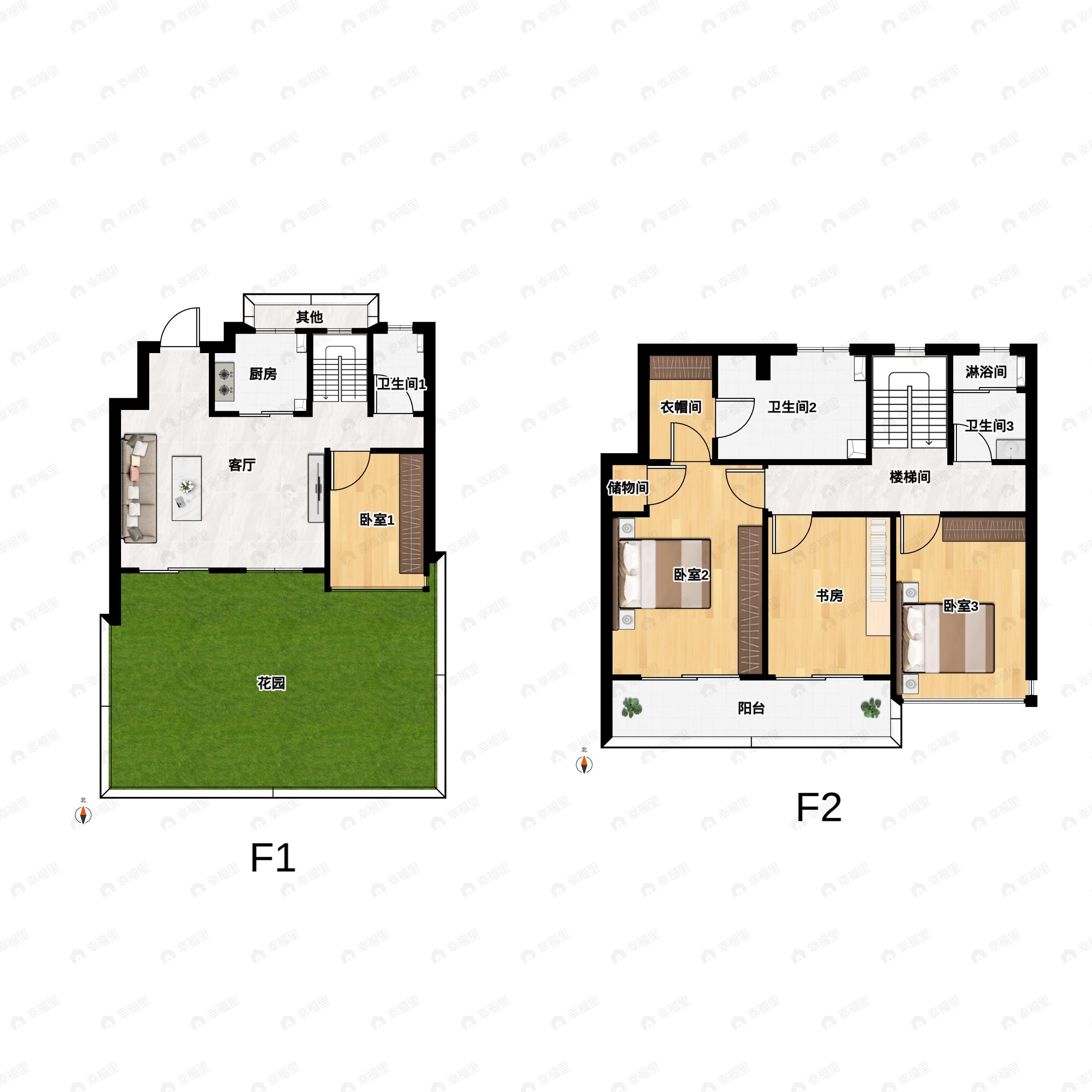 4室2厅3卫建面178m²南户型图