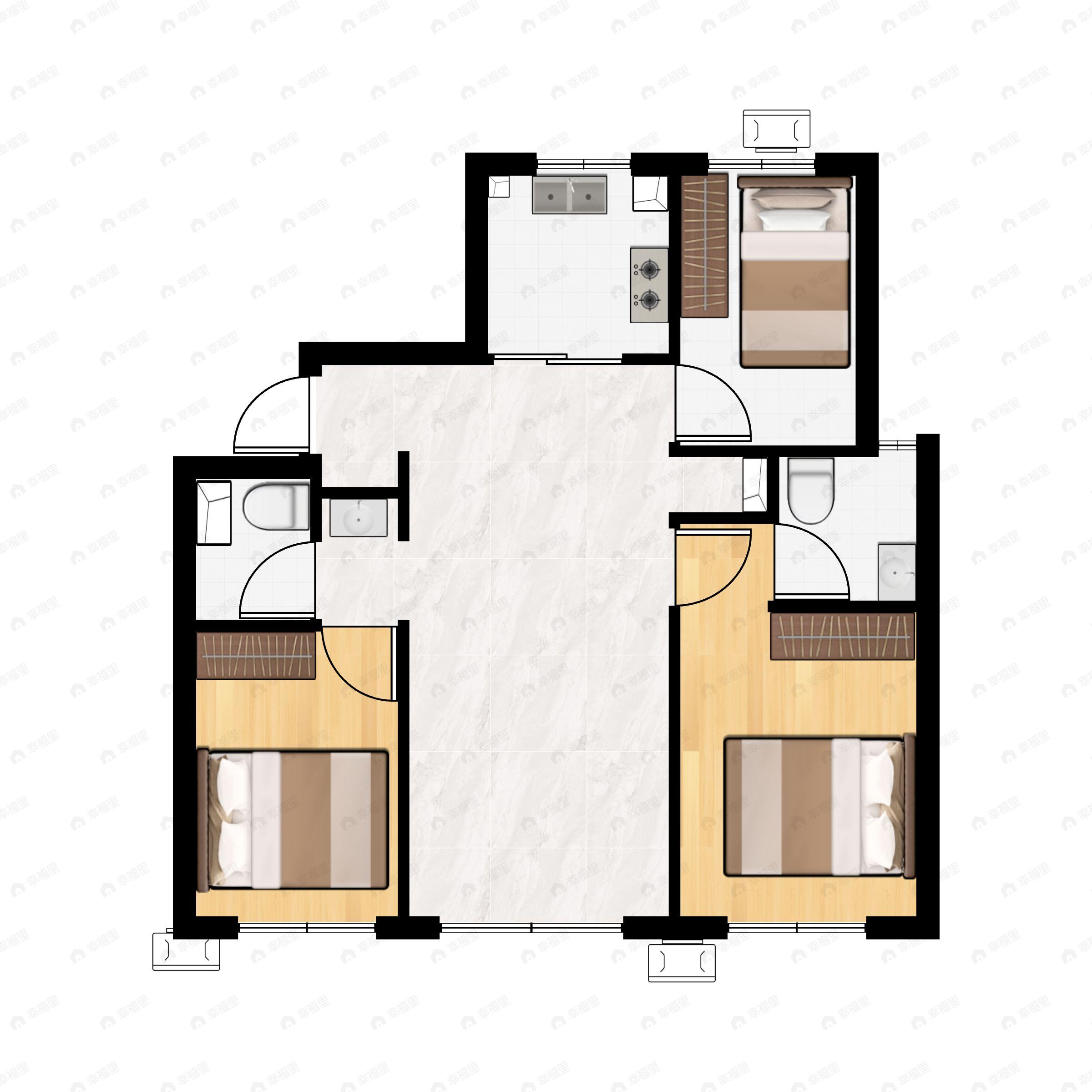 北京建工揽星宸3室2厅2卫户型图