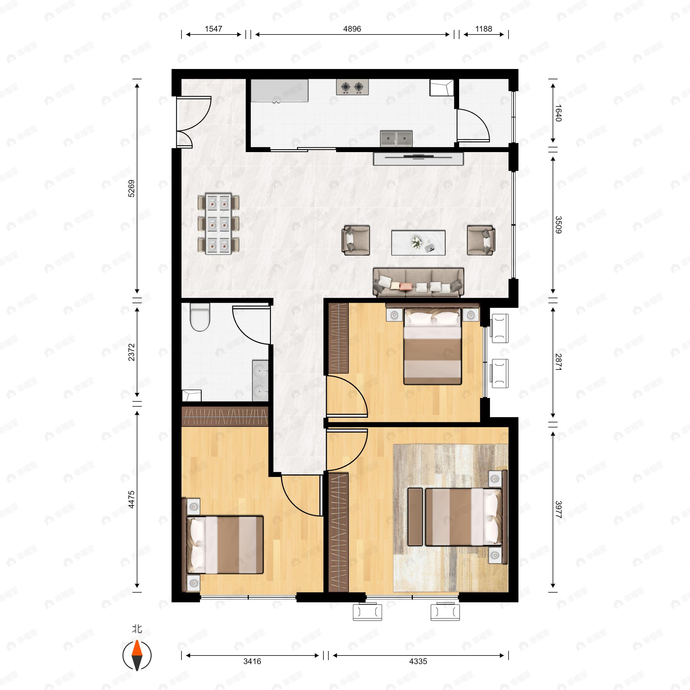 建国壹号3室2厅1卫户型图