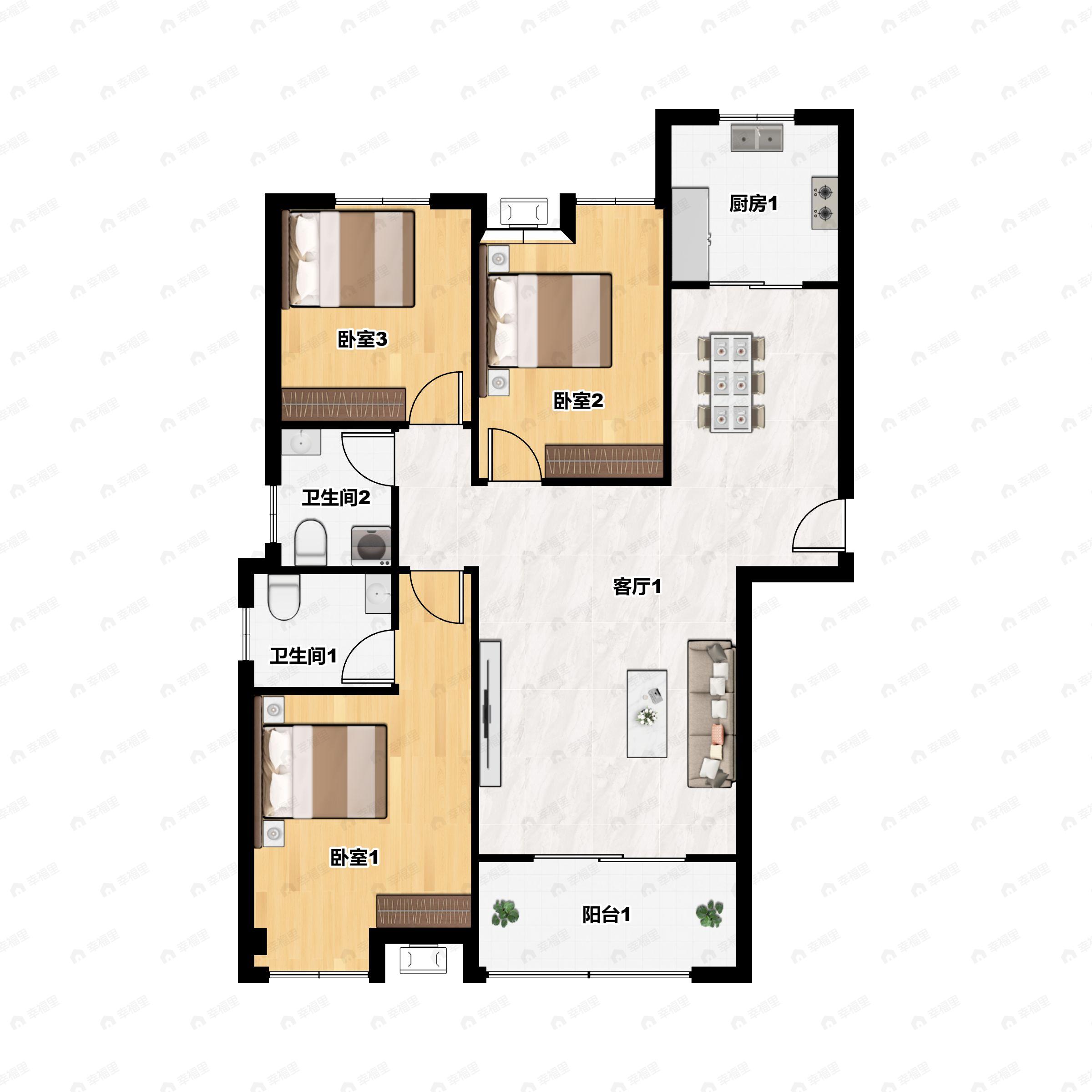 世界城创世界1室1厅户型图