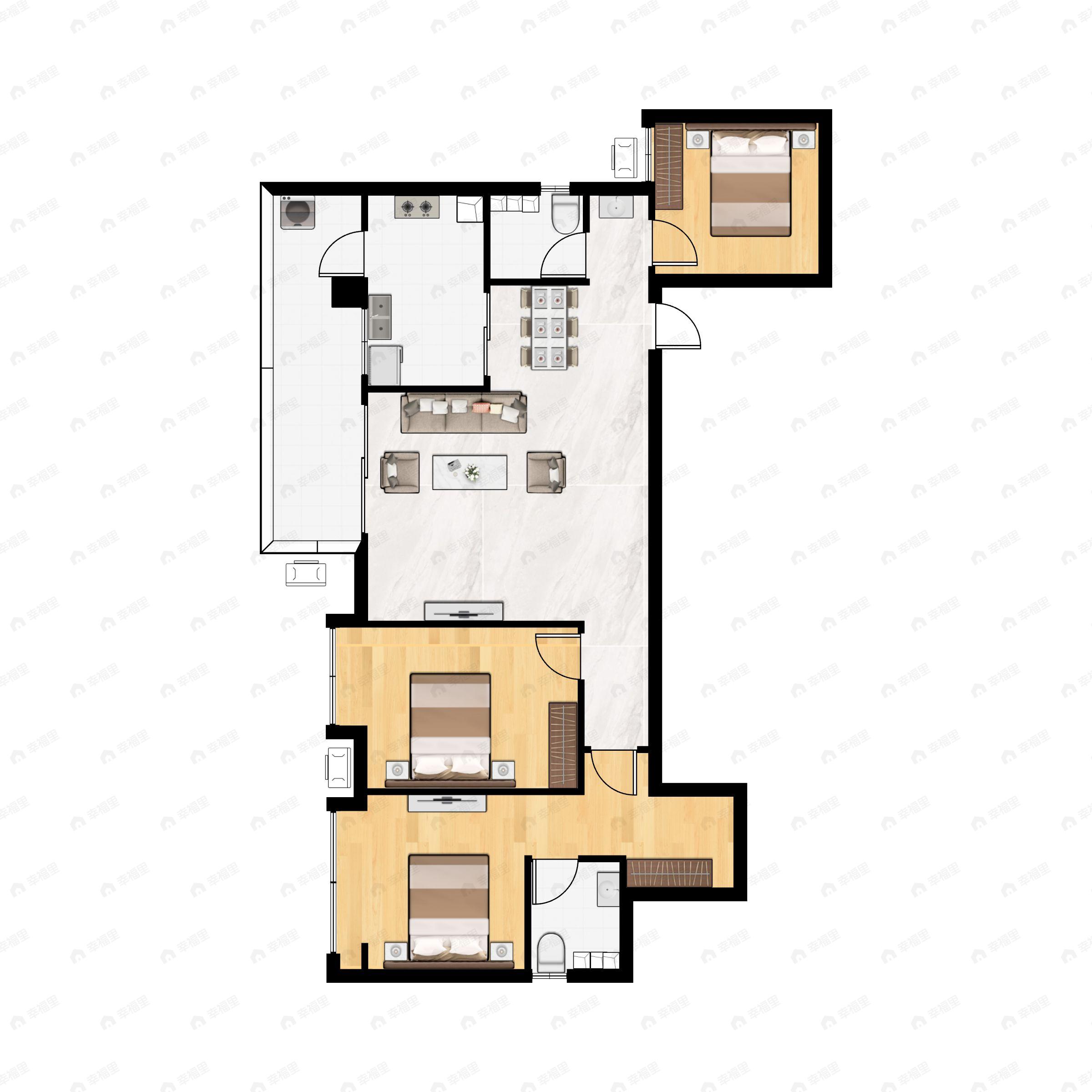 3室2厅2卫建面116平户型图