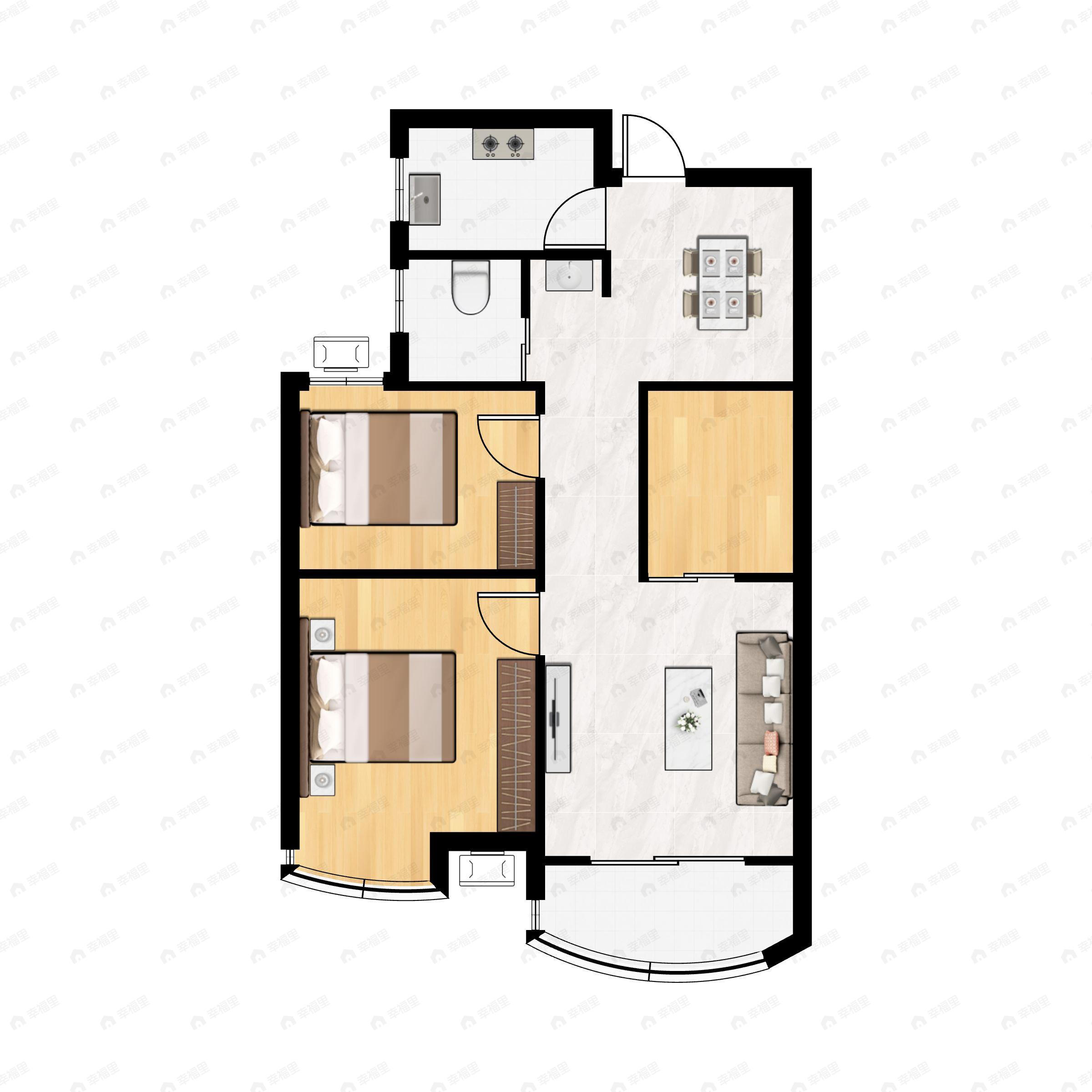 腾威城2室2厅1卫户型图