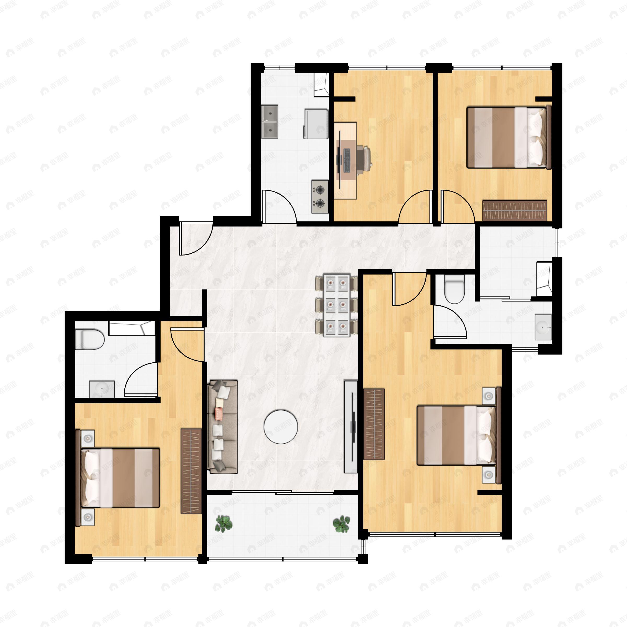 4室2厅2卫建面138平户型图