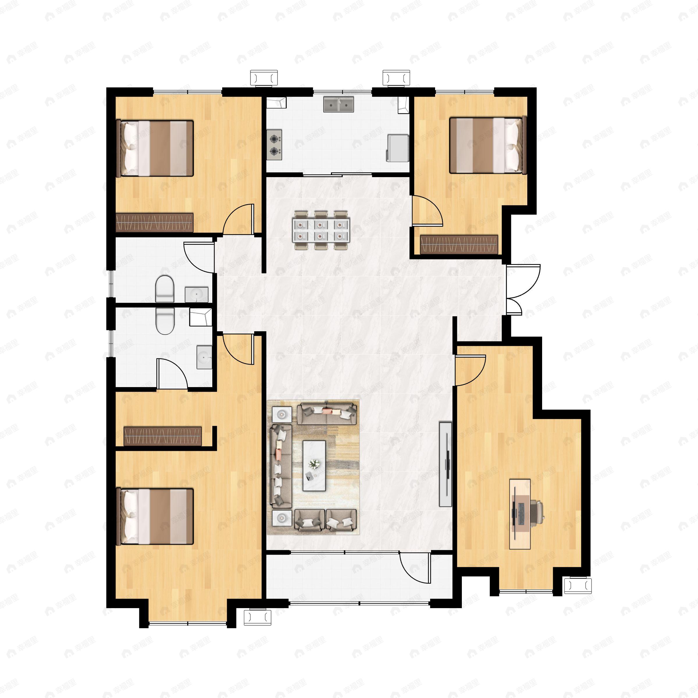 4室2厅2卫建面160平南|北户型图