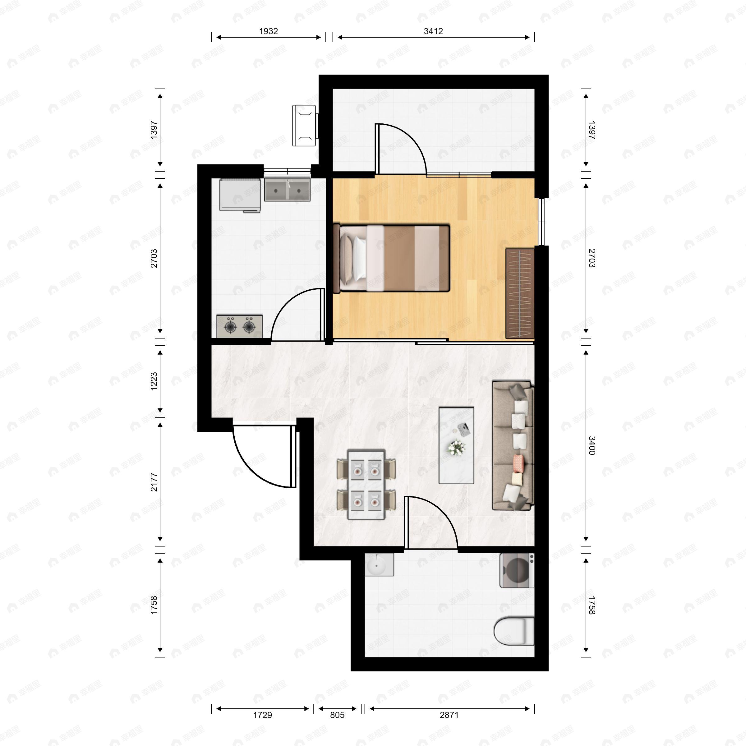 金连领地1室1厅1卫户型图