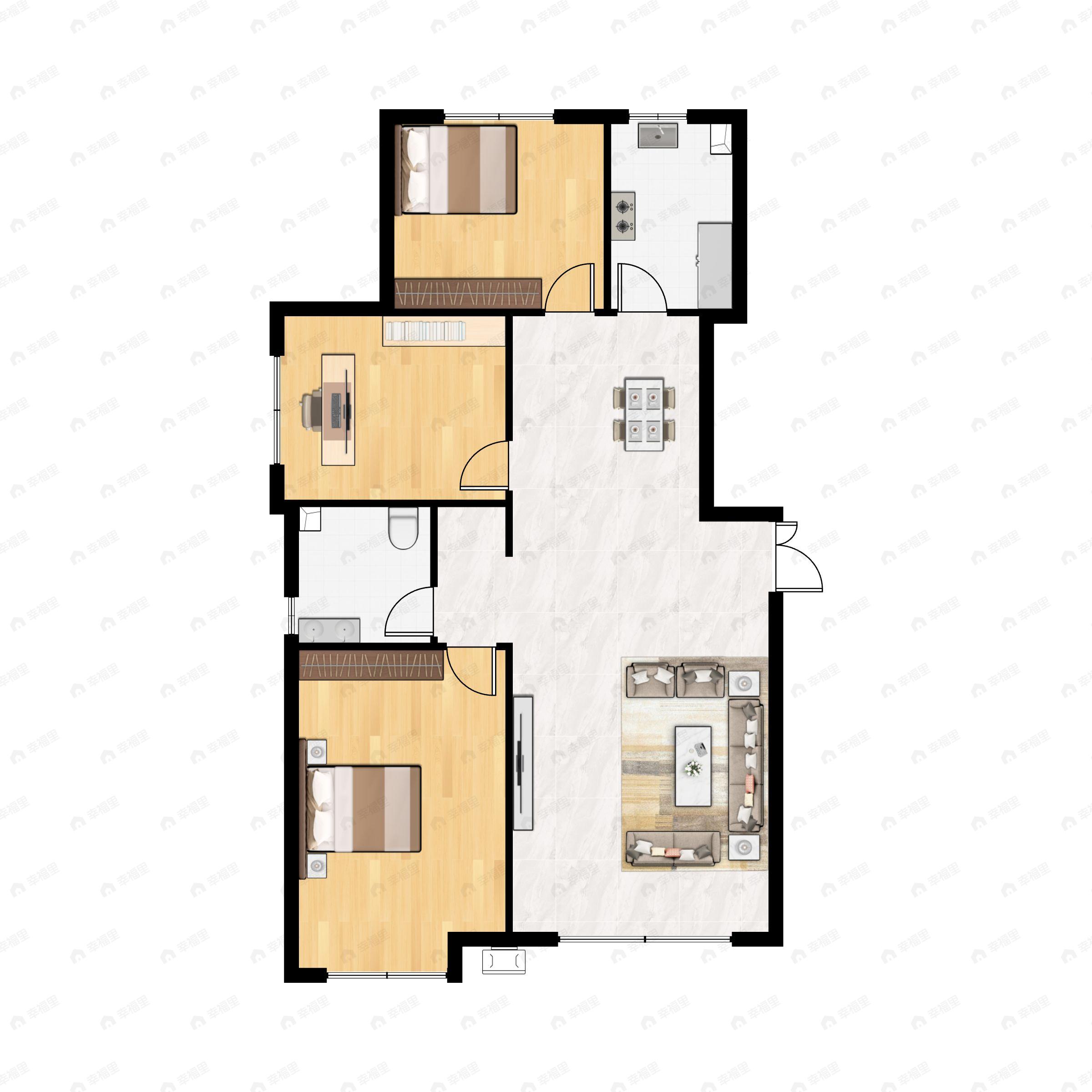 3室2厅1卫建面113平户型图
