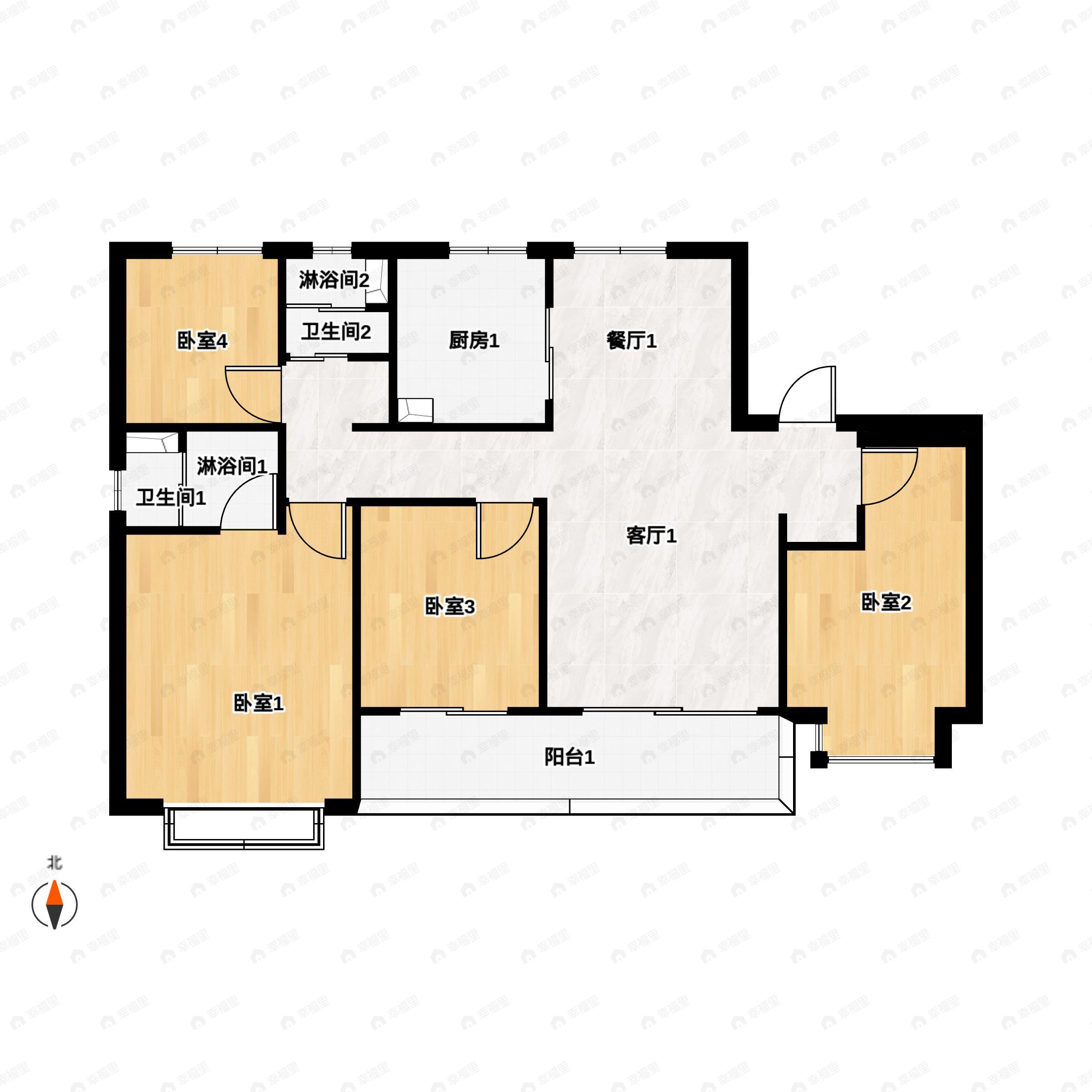 龙光久桦府4室2厅2卫户型图