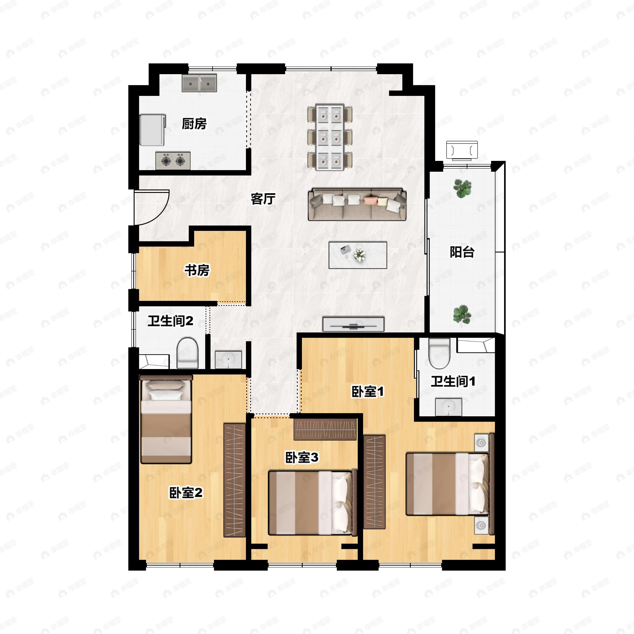 4室2厅2卫建面137平户型图