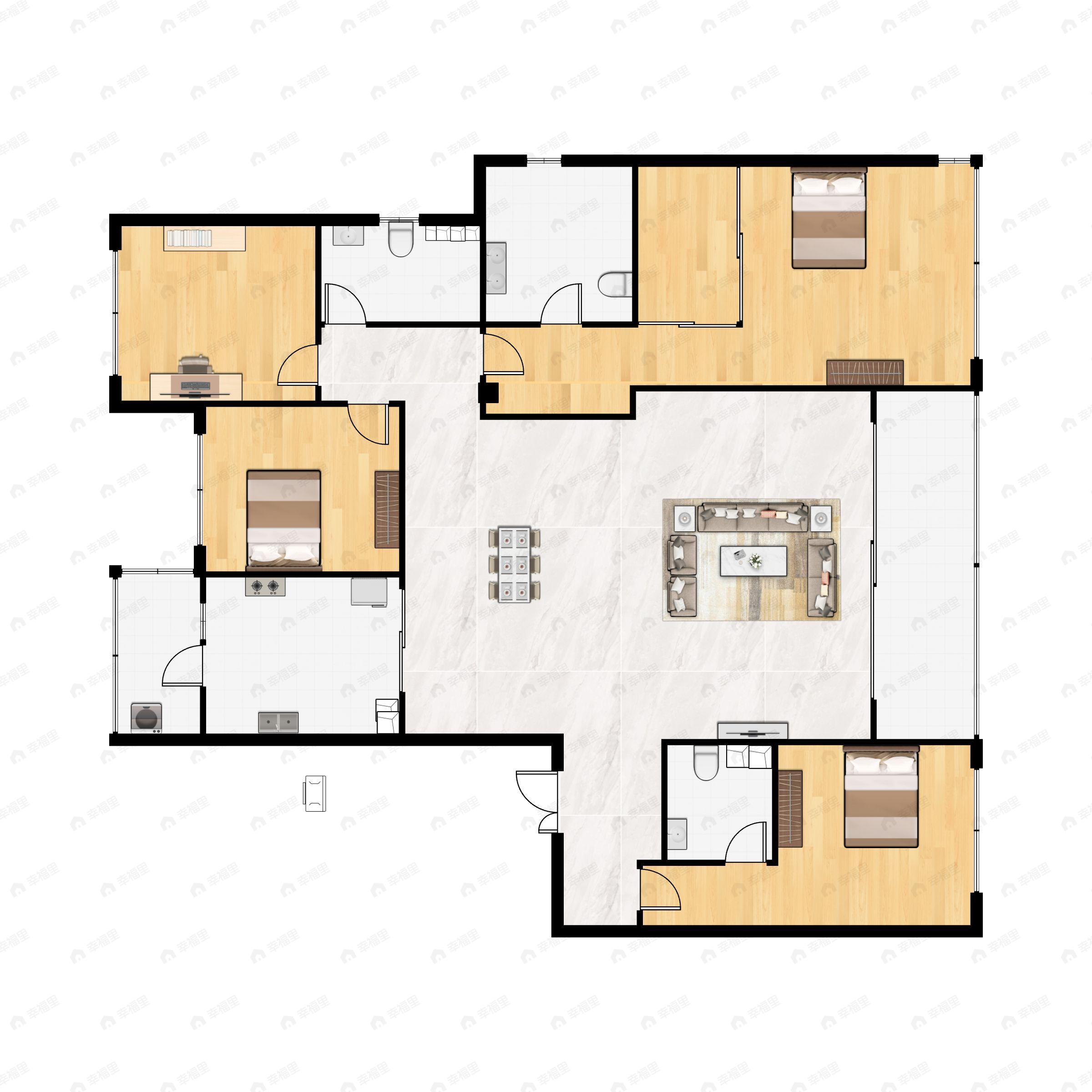 4室2厅3卫建面188平户型图