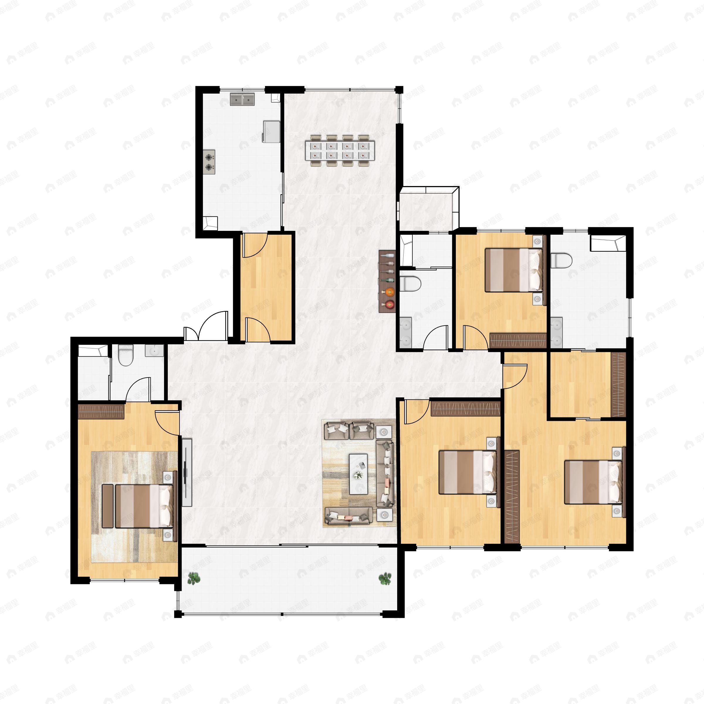 4室2厅3卫建面237m²南户型图