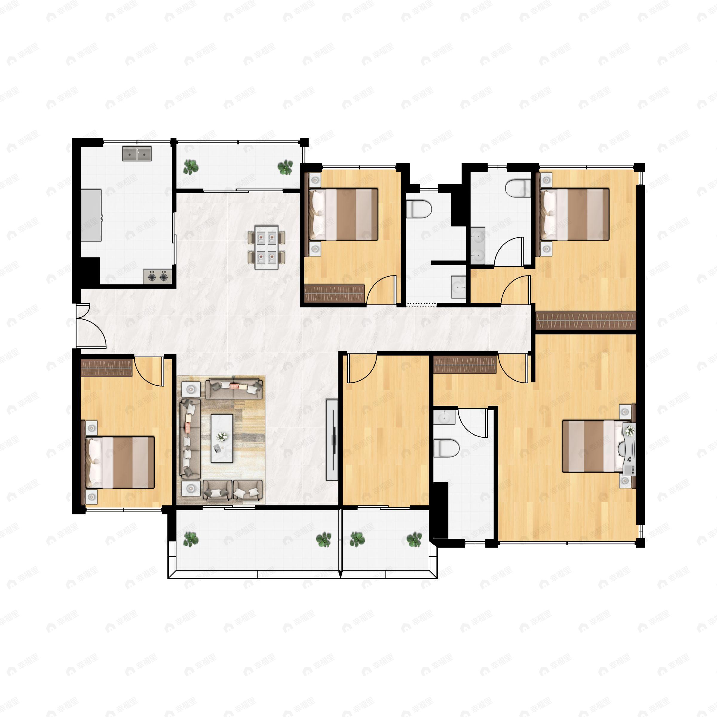 5室2厅3卫建面181平南户型图
