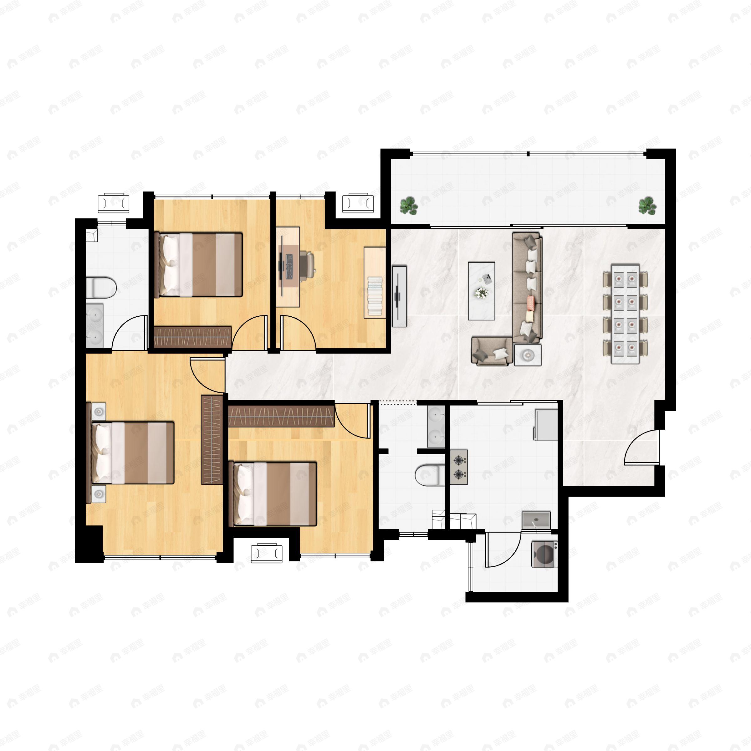 4室2厅2卫建面129平户型图