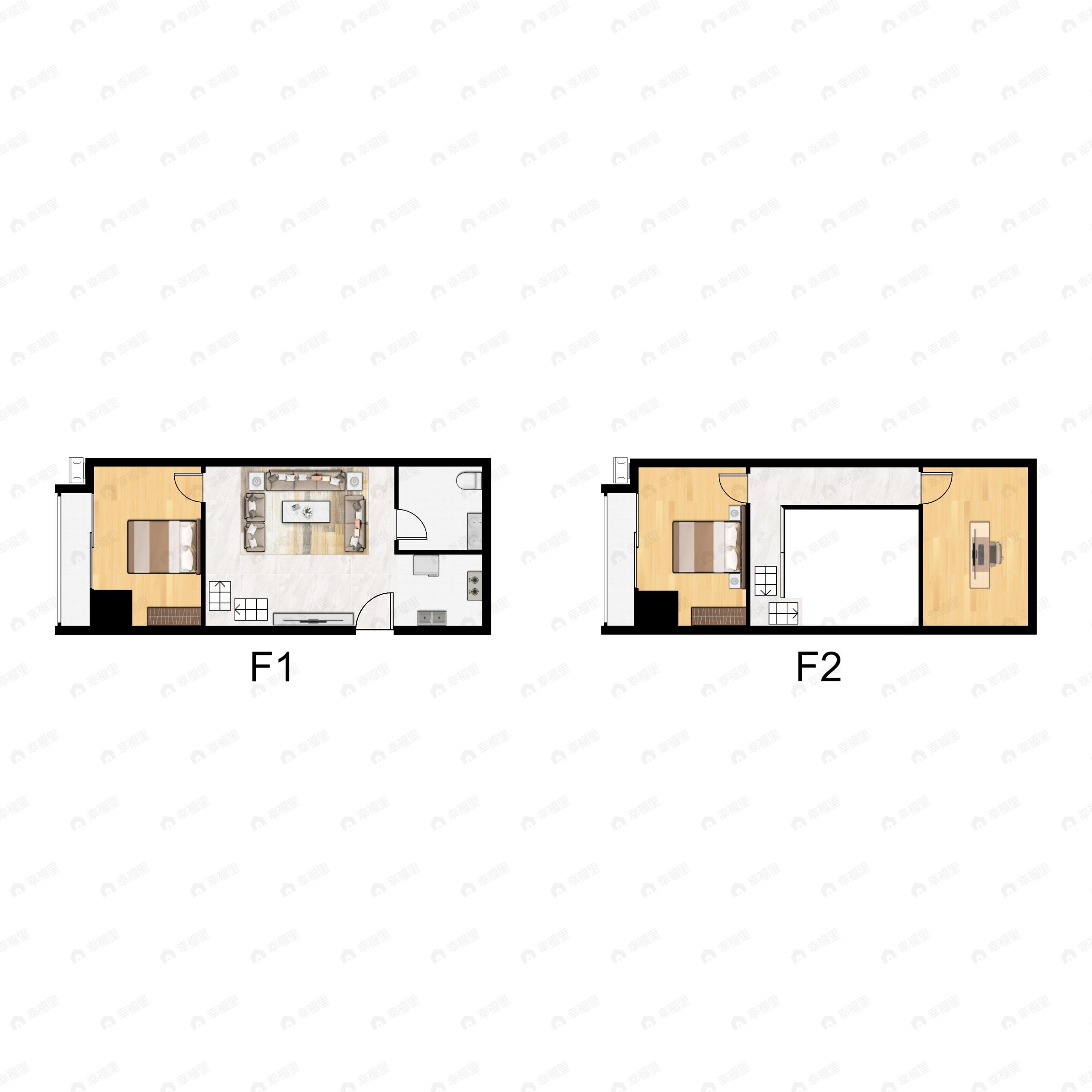 2室1厅1卫建面54平西户型图