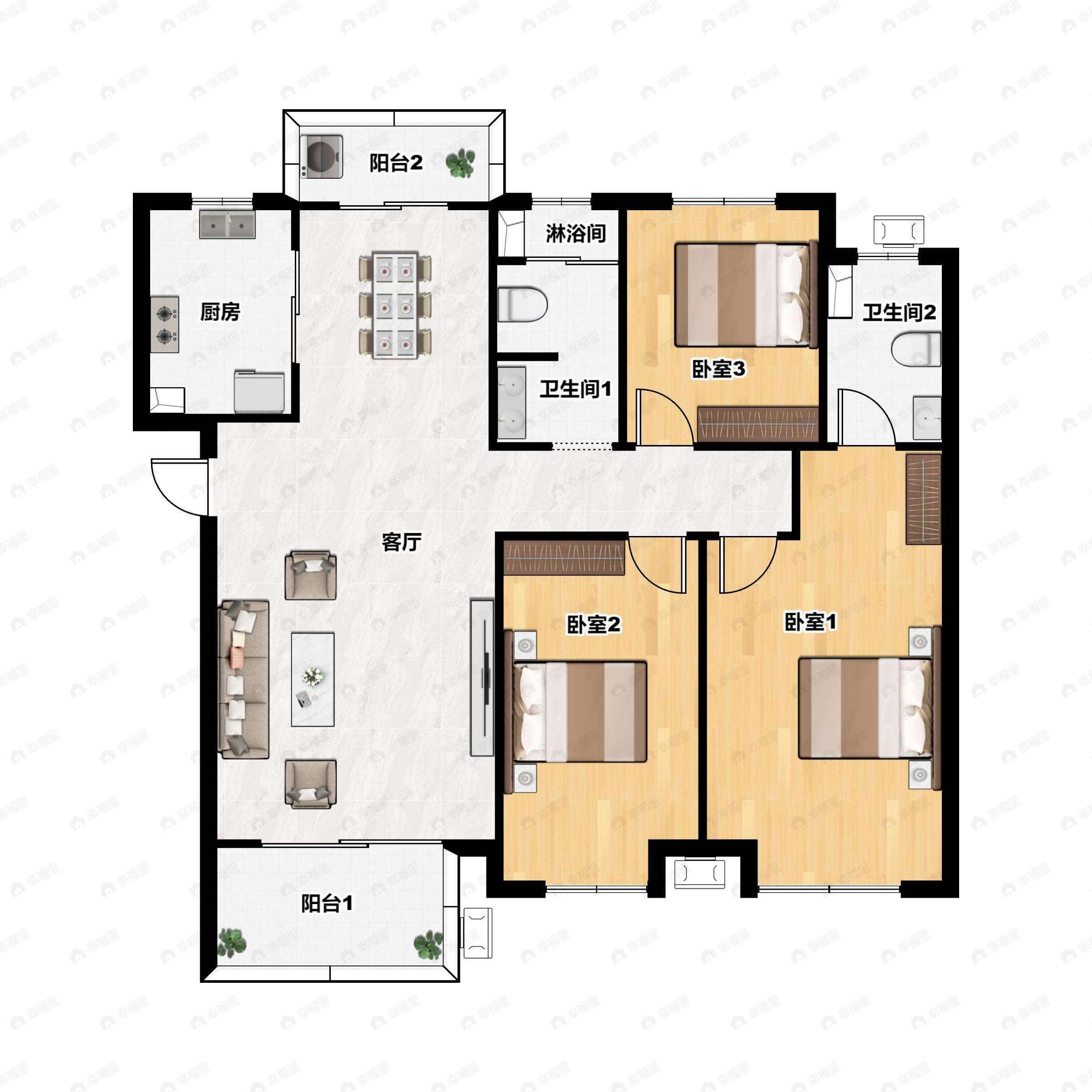 南召建业城3室2厅2卫户型图