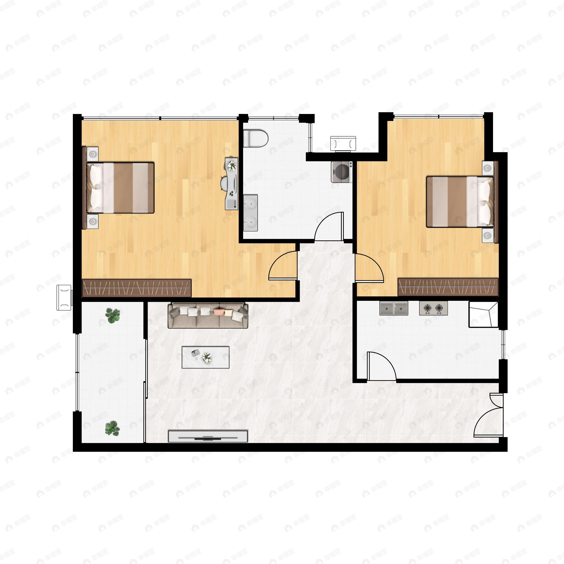 煌华晶萃城2室2厅1卫户型图
