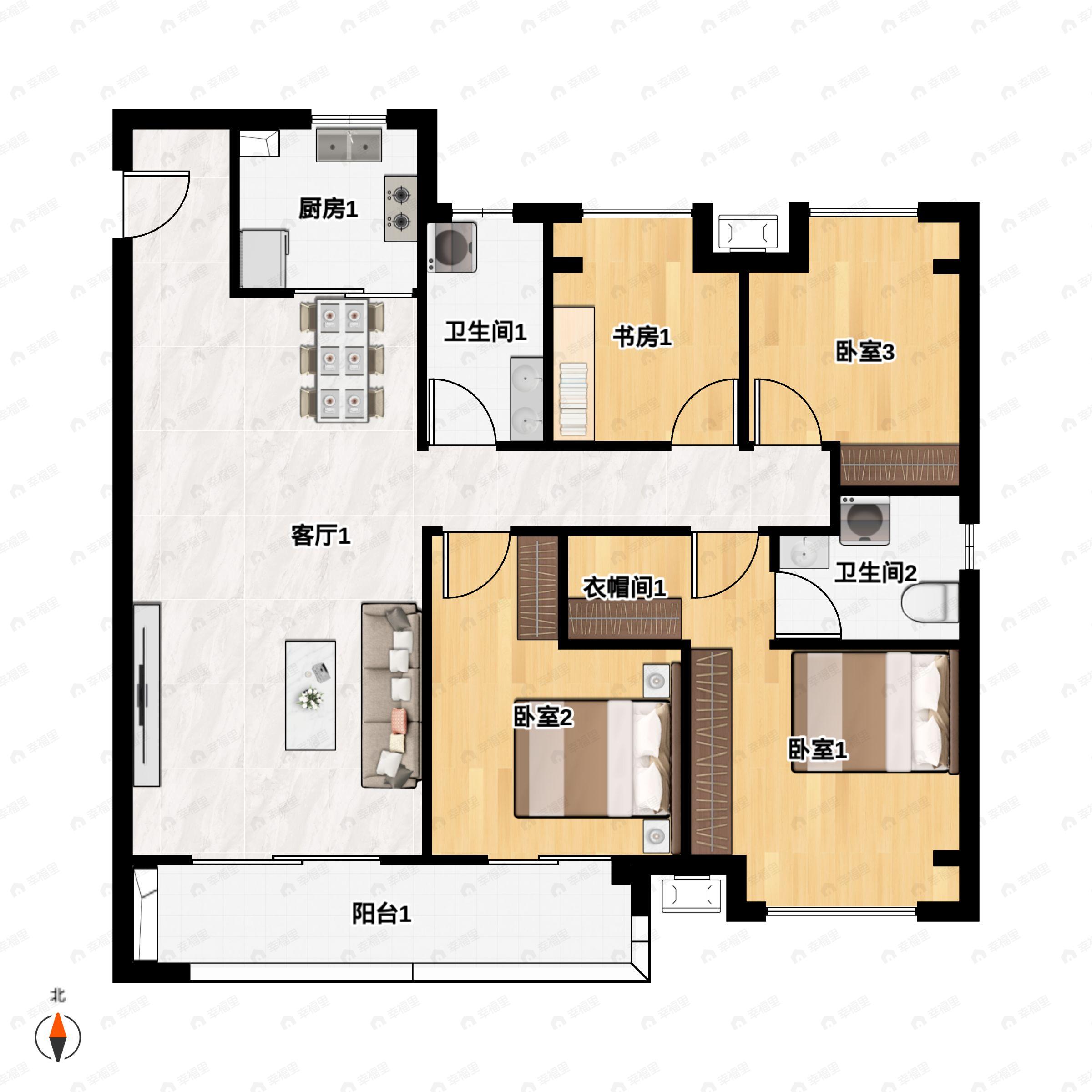 盛隆涅阳府4室2厅2卫户型图