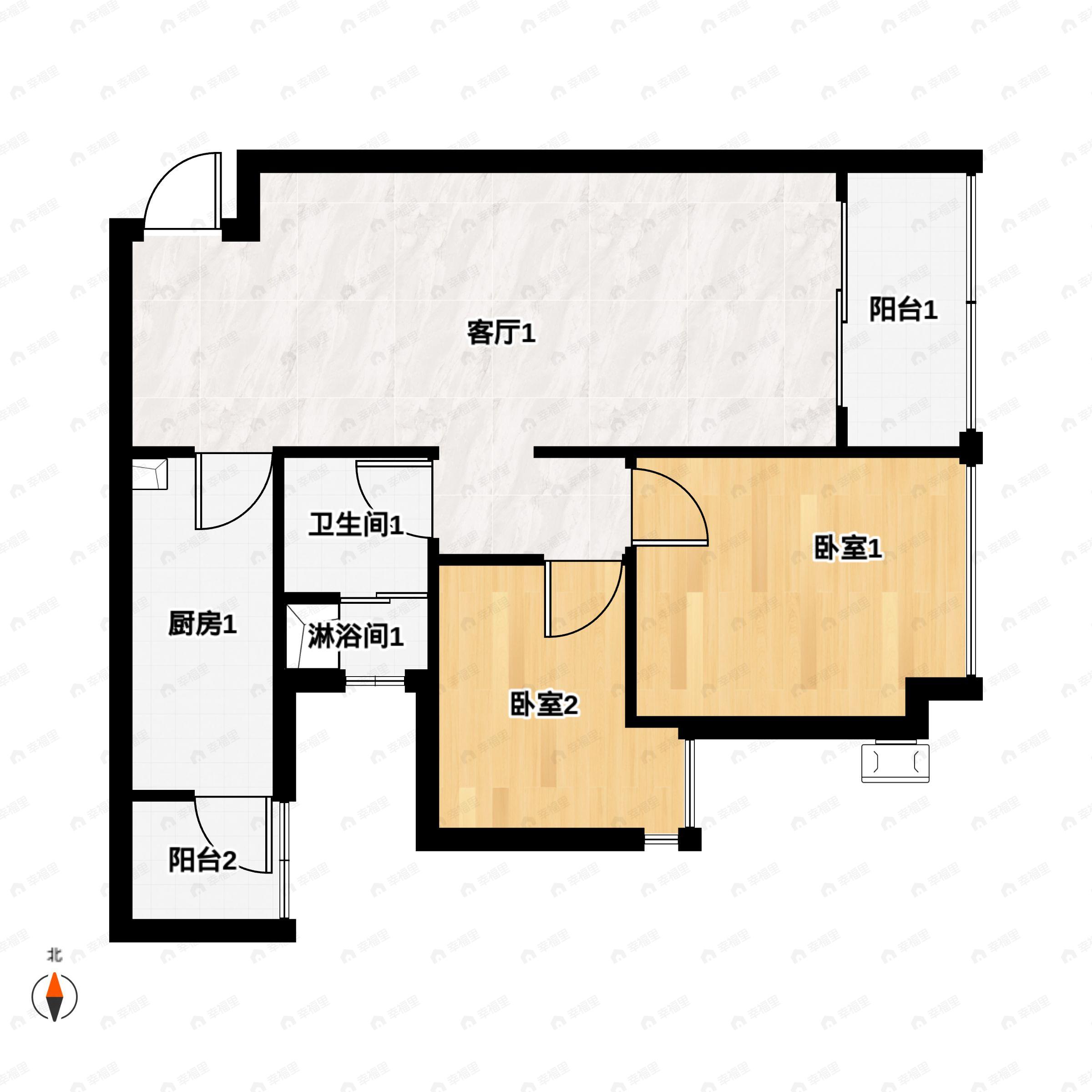 重庆恒大轨道时代2室2厅1卫户型图