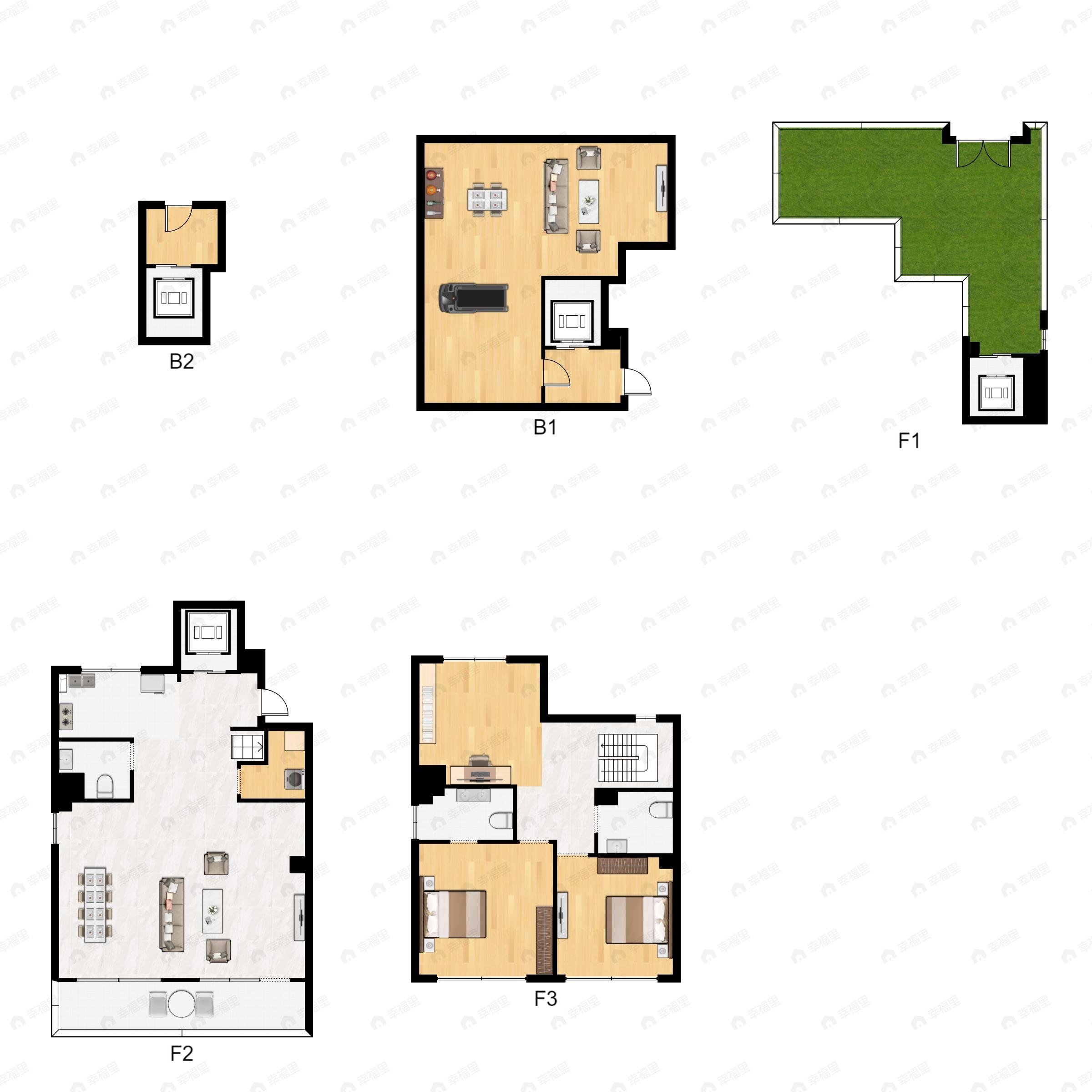 3室2厅3卫建面225平户型图