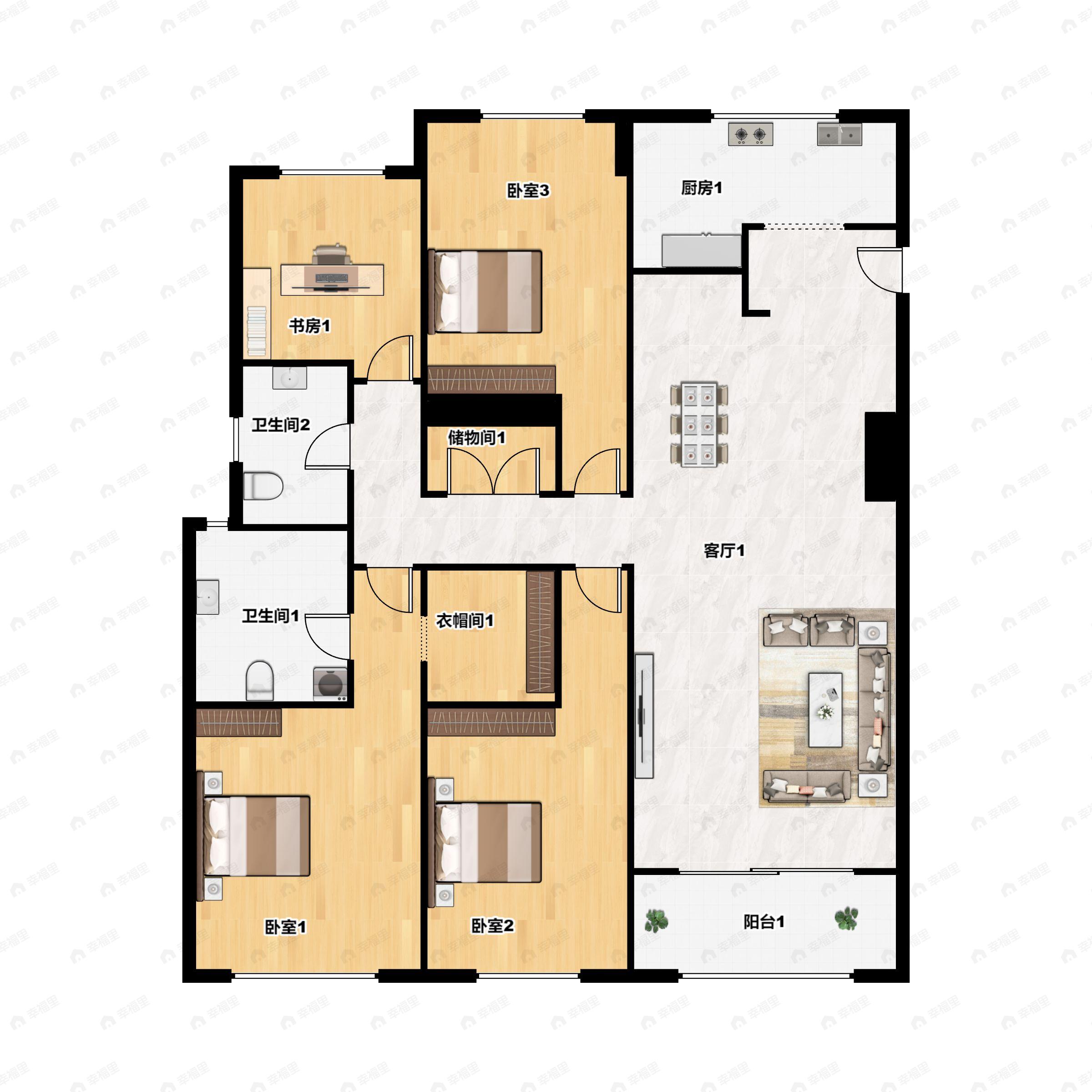 4室2厅2卫建面151平户型图