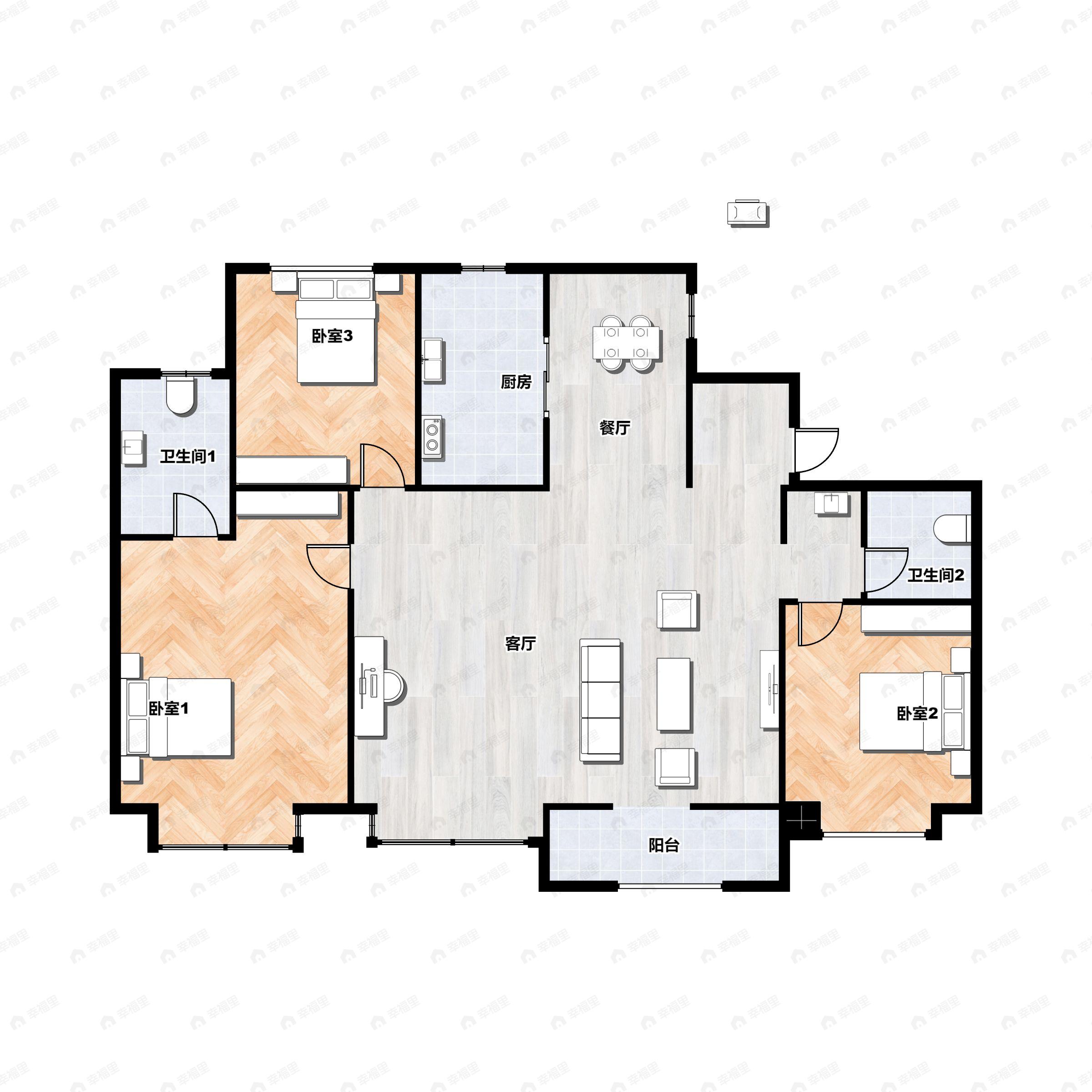3室2厅2卫建面143平户型图
