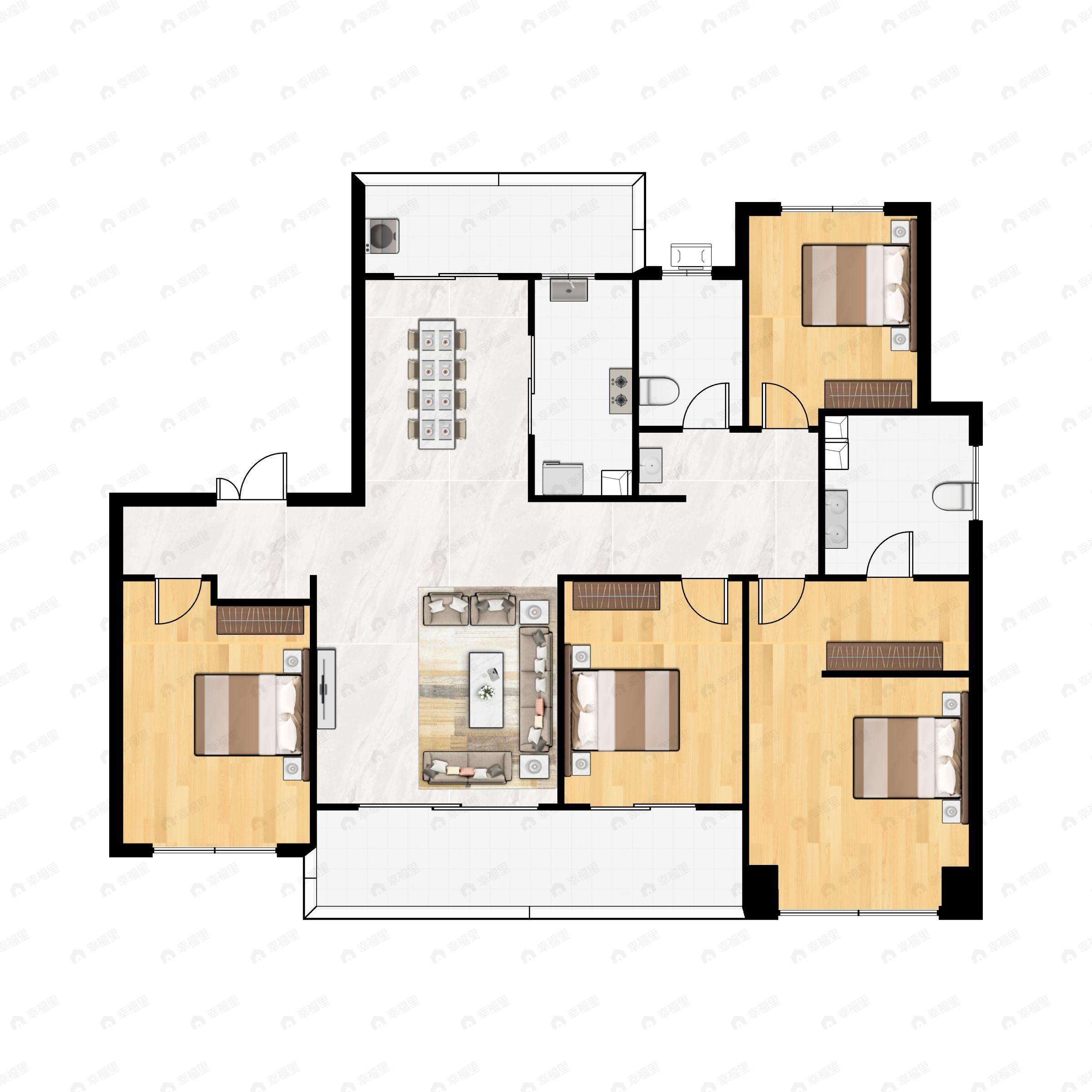 4室2厅2卫建面161平户型图