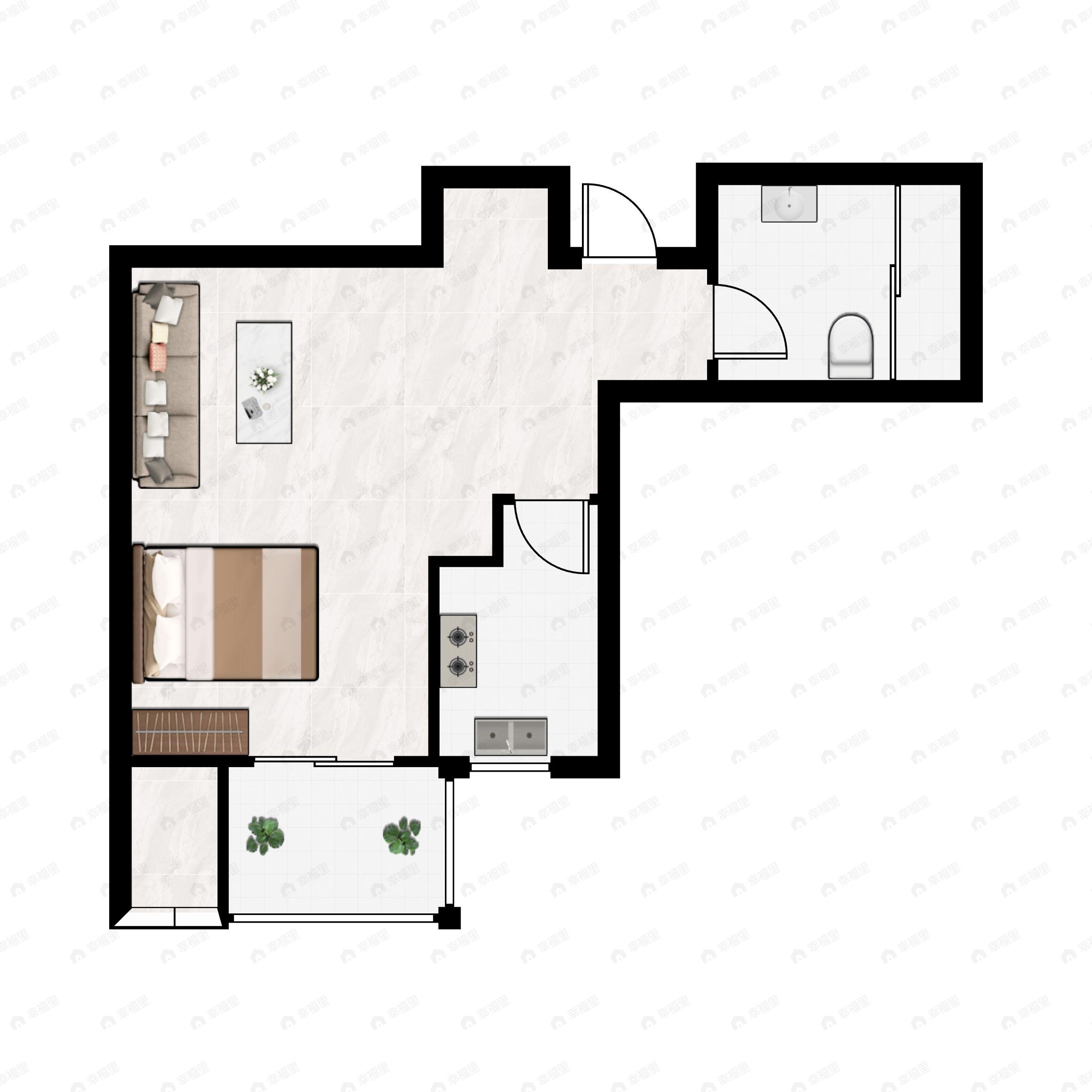 首开国风润城1室1厅1卫户型图